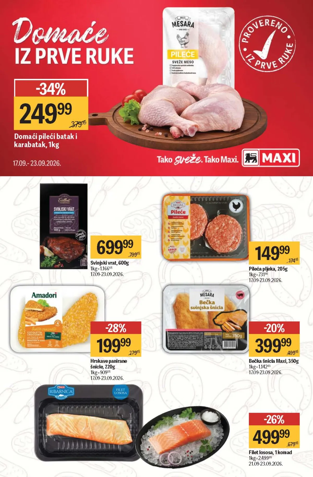 Maxi katalog – pileći batak, svinjski vrat, šnicle i losos