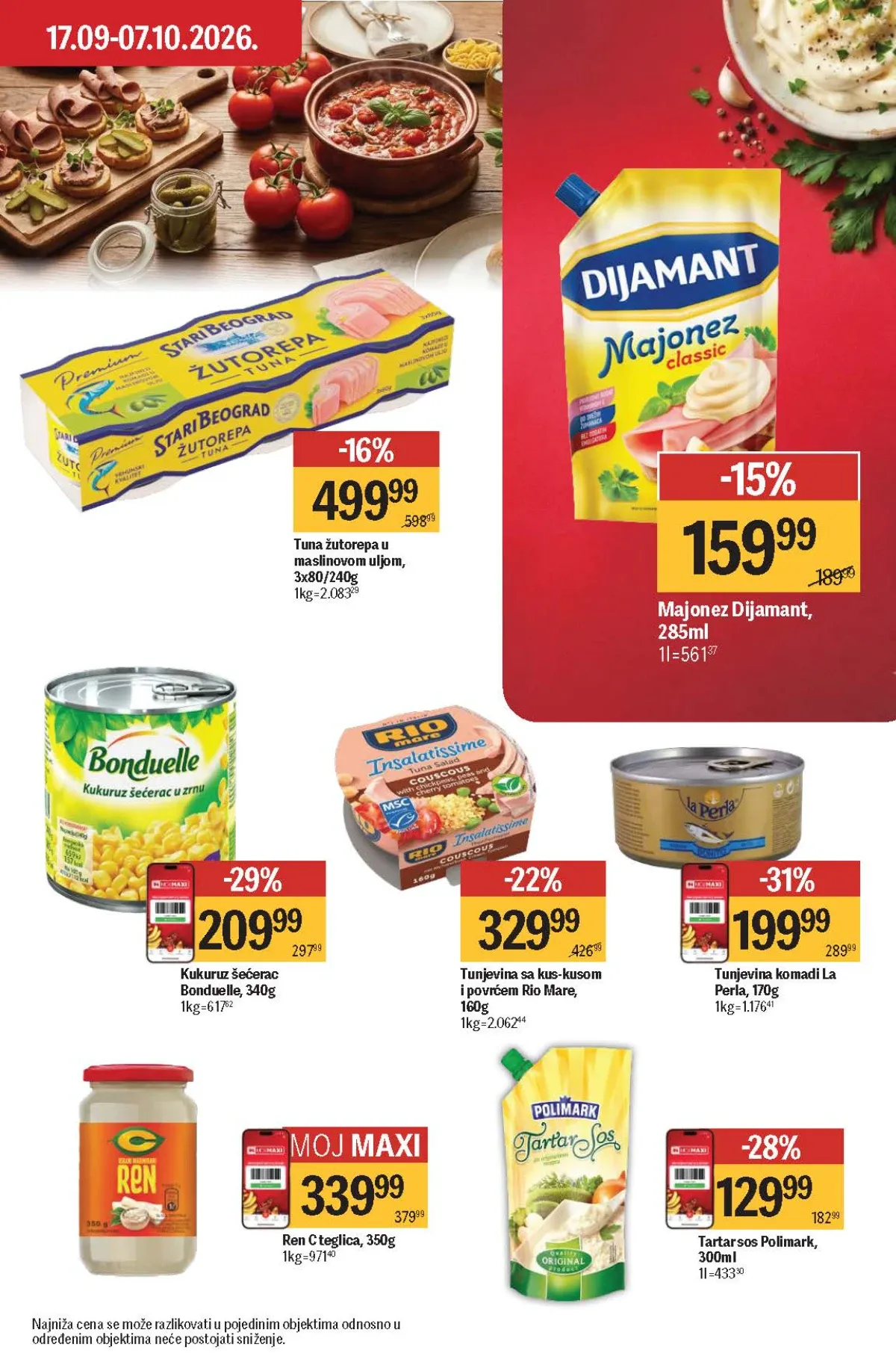Maxi katalog – tunjevina, majonez, kukuruz, ren i tartar sos