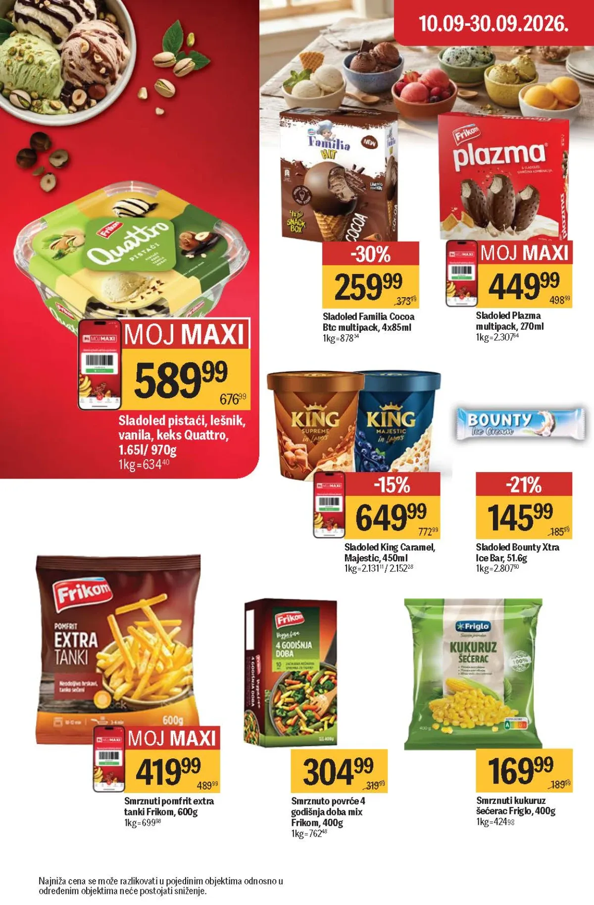 Maxi katalog – sladoledi, pomfrit i smrznuto povrće