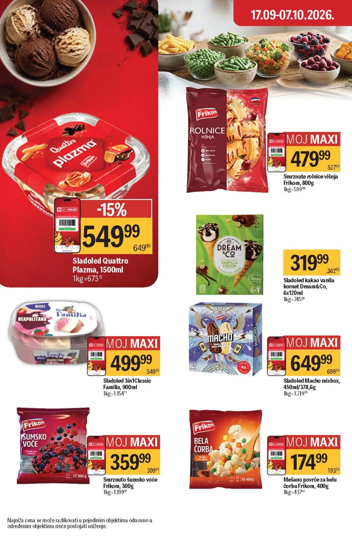 Maxi katalog – Quattro, Familia i Macho sladoledi i smrznuto voće