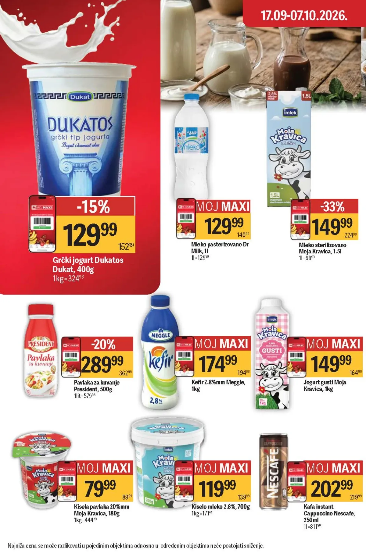 Maxi katalog – mleko, jogurt, pavlaka, kefir i instant kafa