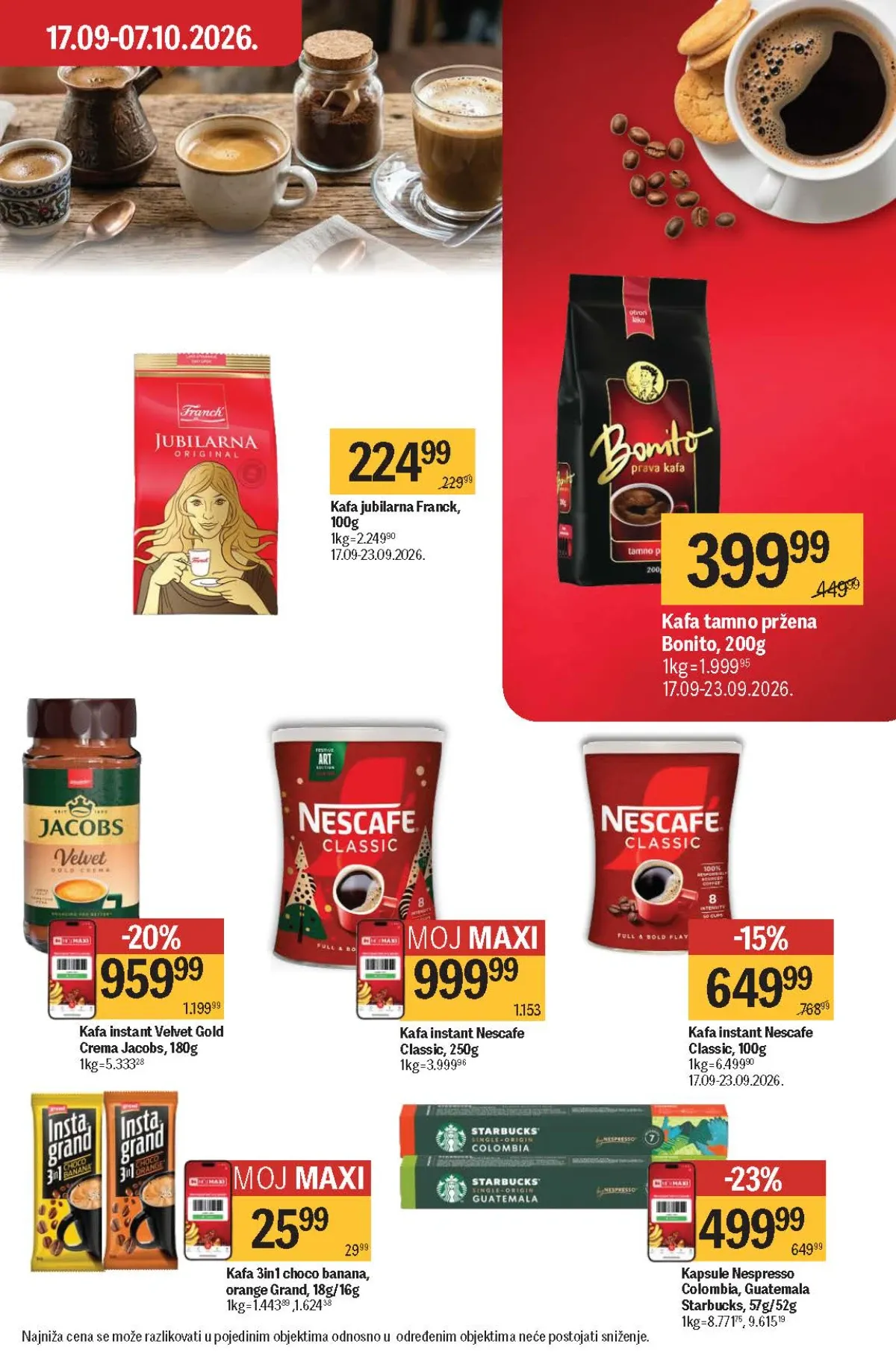 Maxi katalog – Franck, Bonito, Jacobs, Nescafe i Starbucks kafa