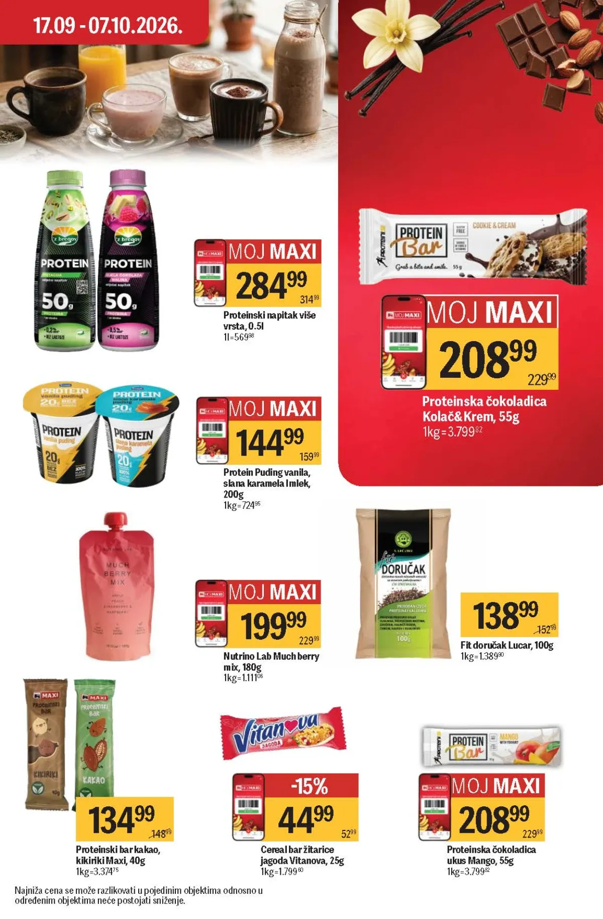 Maxi katalog – proteinski napici, pudinzi, čokoladice i fit doručak