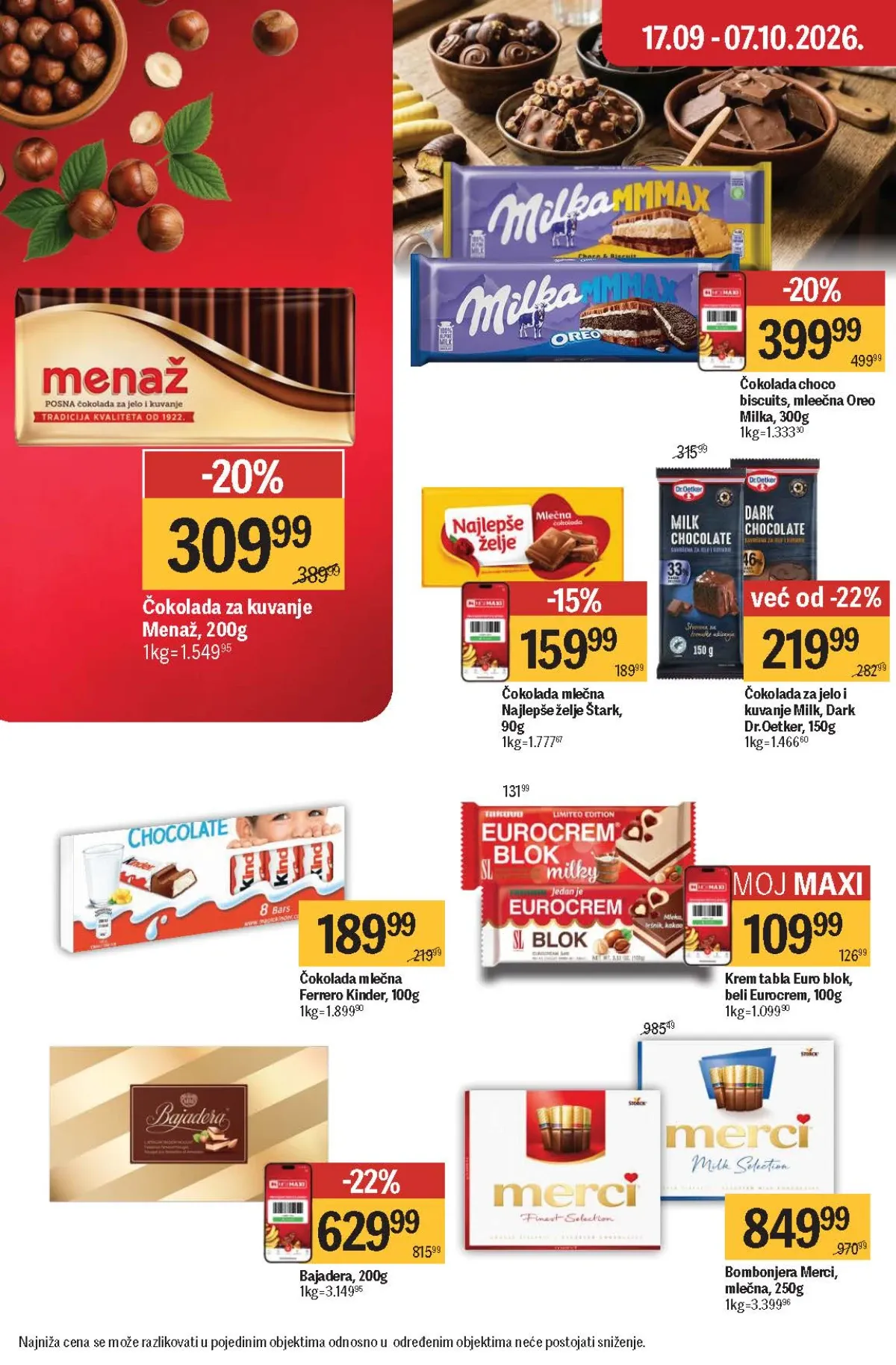 Maxi katalog – Milka, Menaž, Najlepše želje, Kinder, Bajadera i Merci