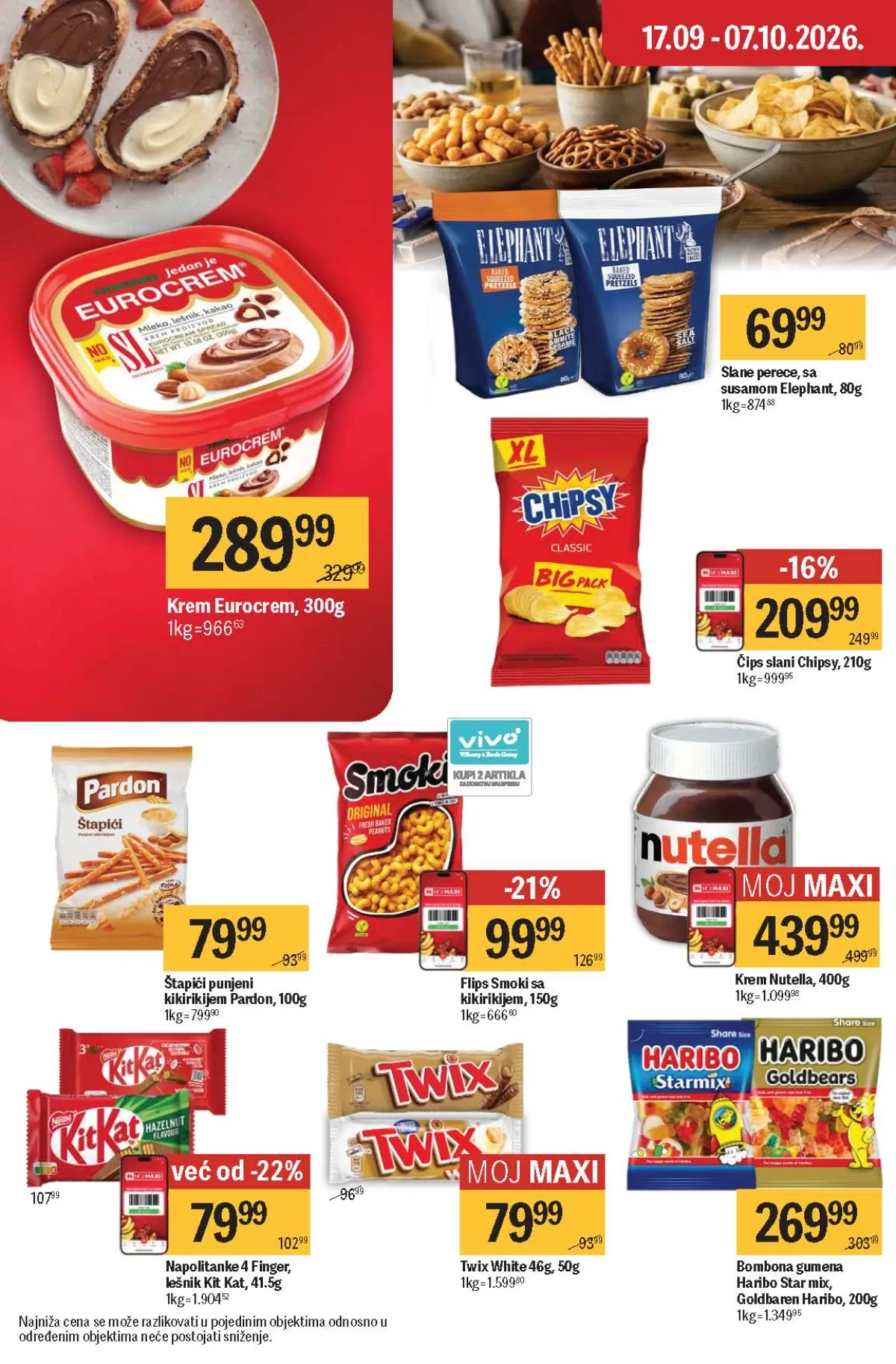 Maxi katalog – perece, Eurocrem, Nutella, Chipsy, Haribo i Kit Kat