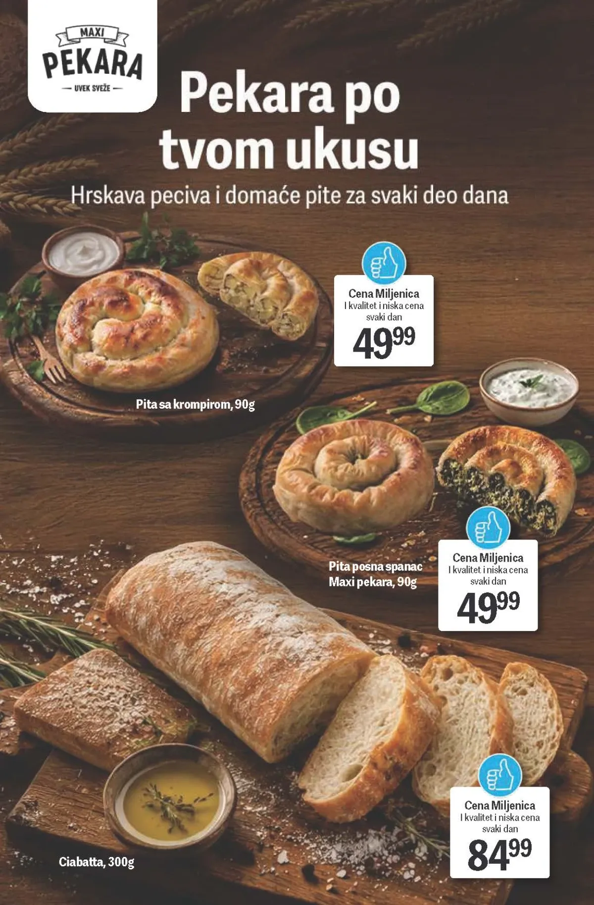 Maxi akcija do 26.08.2026. – ciabatta, pite i pekarski proizvodi po akcijskim cenama.