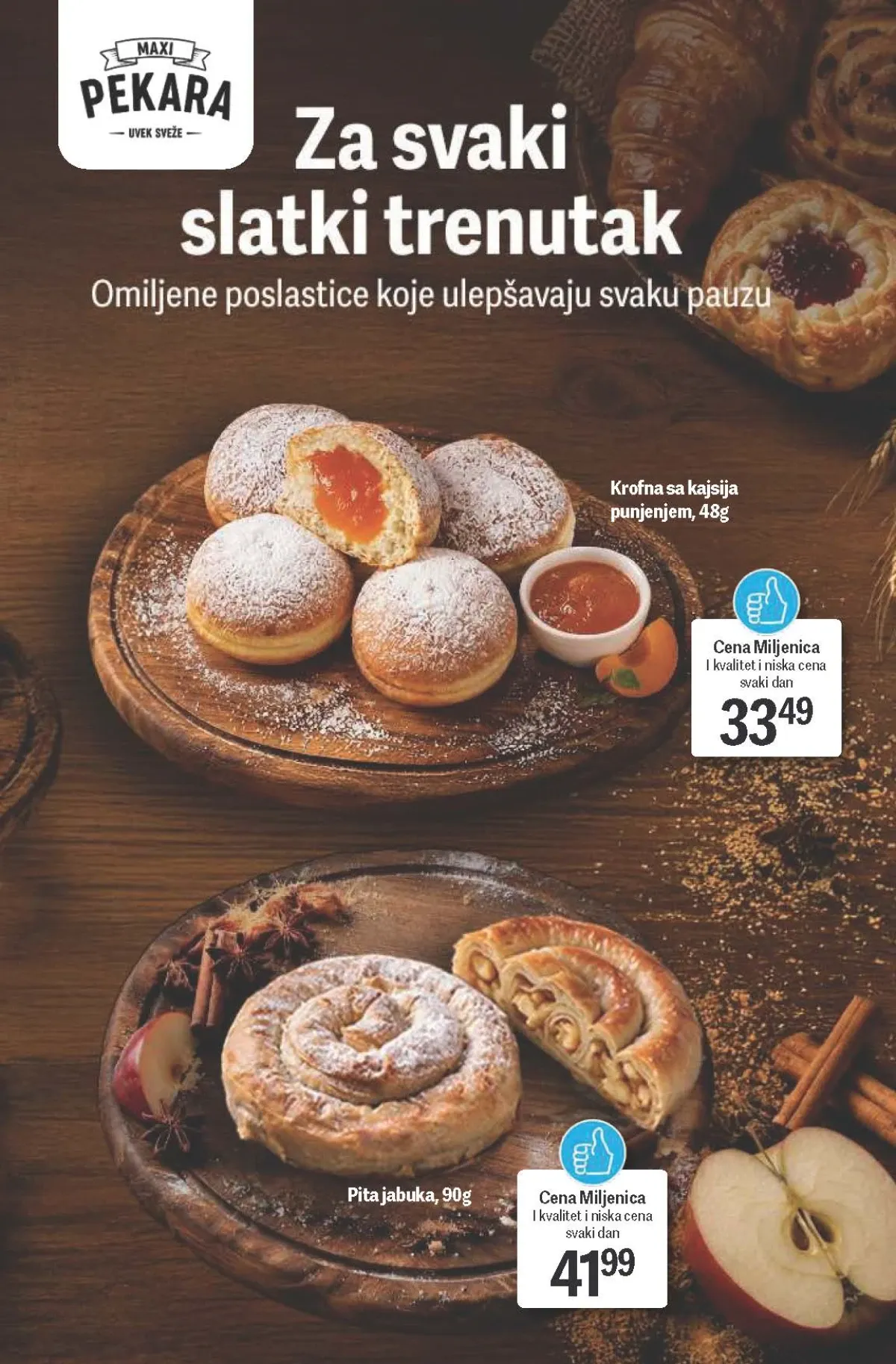 Maxi akcija do 26.08.2026. – krofne, pite i sveži pekarski proizvodi.