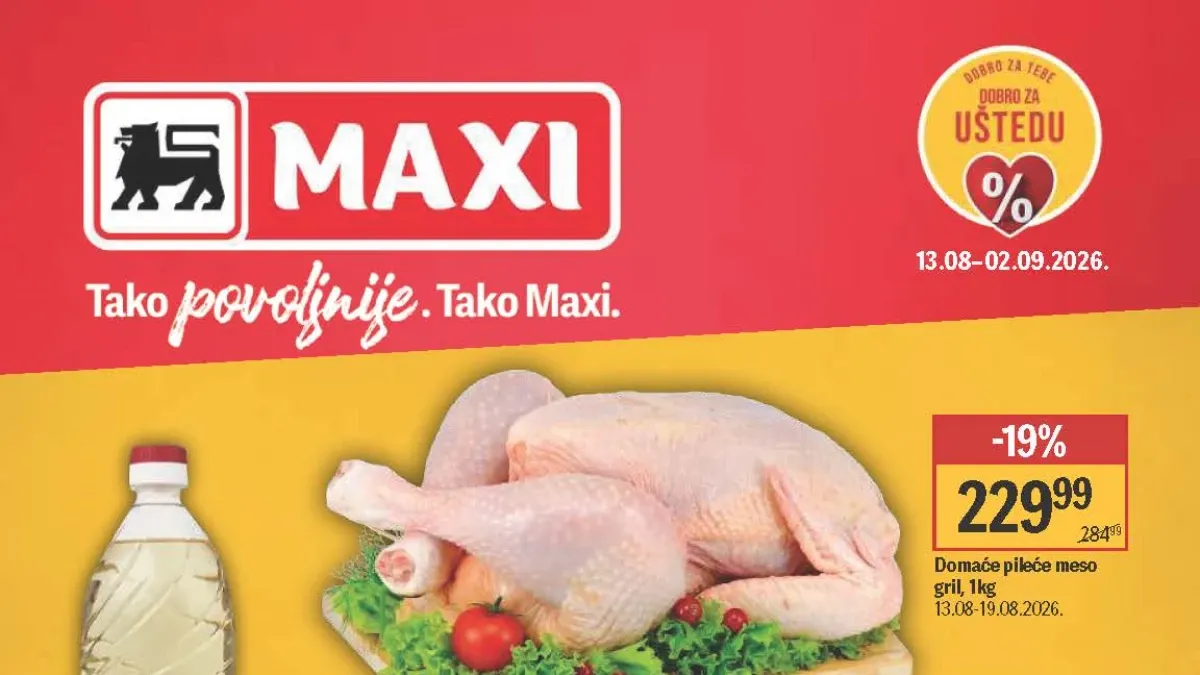 Maxi katalog do 02.09.2026. – nova akcijska ponuda hrane, pića, mesa, voća, povrća i drugih proizvoda uz popuste do 52%