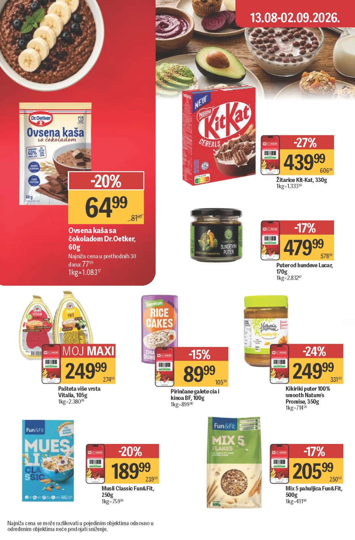 Maxi katalog – KitKat žitarice, Dr. Oetker ovsena kaša, Fun&Fit musli, kikiriki puter i pirinčane galete