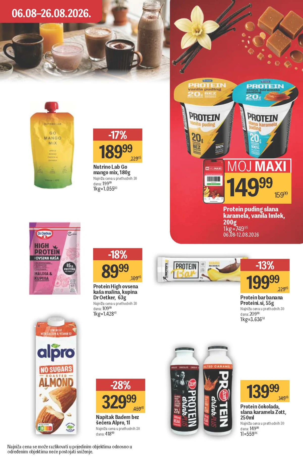 Maxi katalog – Alpro bademov napitak, Dr. Oetker proteinska kaša, Imlek proteinski puding i proteinske pločice