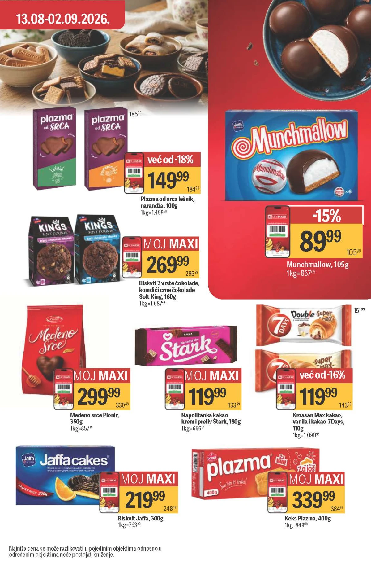 Maxi katalog – Plazma, Jaffa, Munchmallow, Medeno srce, 7Days kroasan i Štark napolitanke