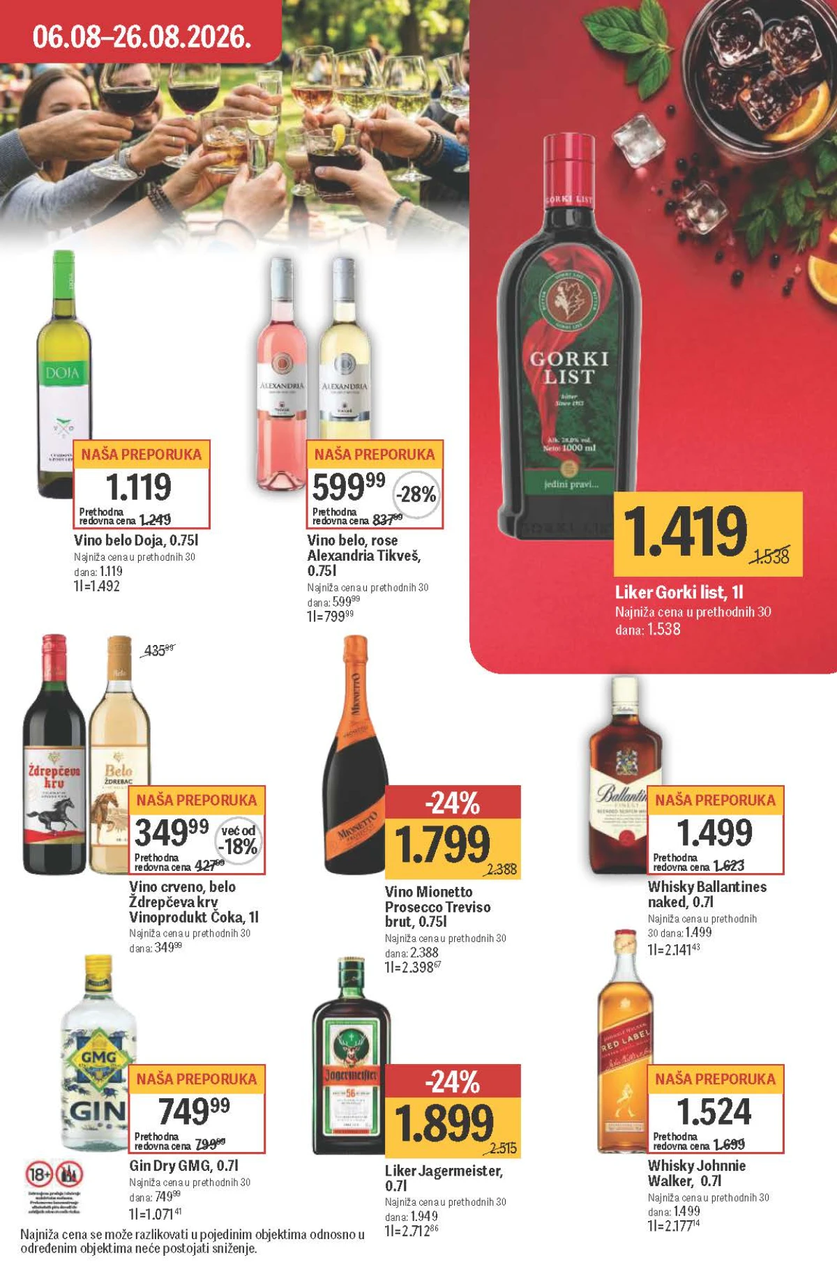 Maxi katalog – Jagermeister, Johnnie Walker, Ballantines, Gorki list, Mionetto, Doja i Tikveš na akciji