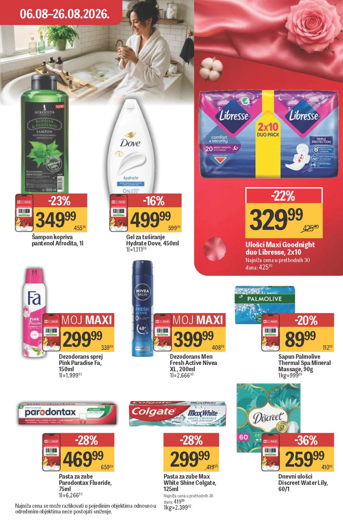 Maxi katalog – Discreet, Parodontax, Colgate, Nivea, Afrodita, Dove, Palmolive i Libresse na akciji