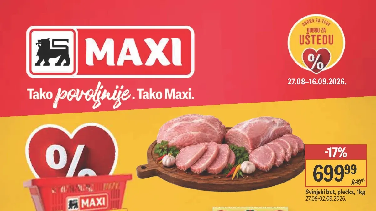 Maxi katalog od 27.08. do 16.09.2026. – akcijske cene hrane, pića, kućne hemije i proizvoda za domaćinstvo
