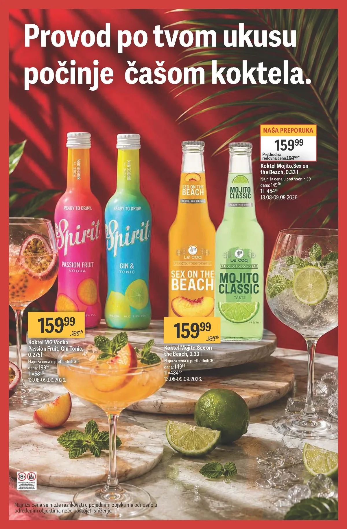 Maxi katalog – kokteli MG Vodka Passion Fruit, Gin Tonic i Mojito