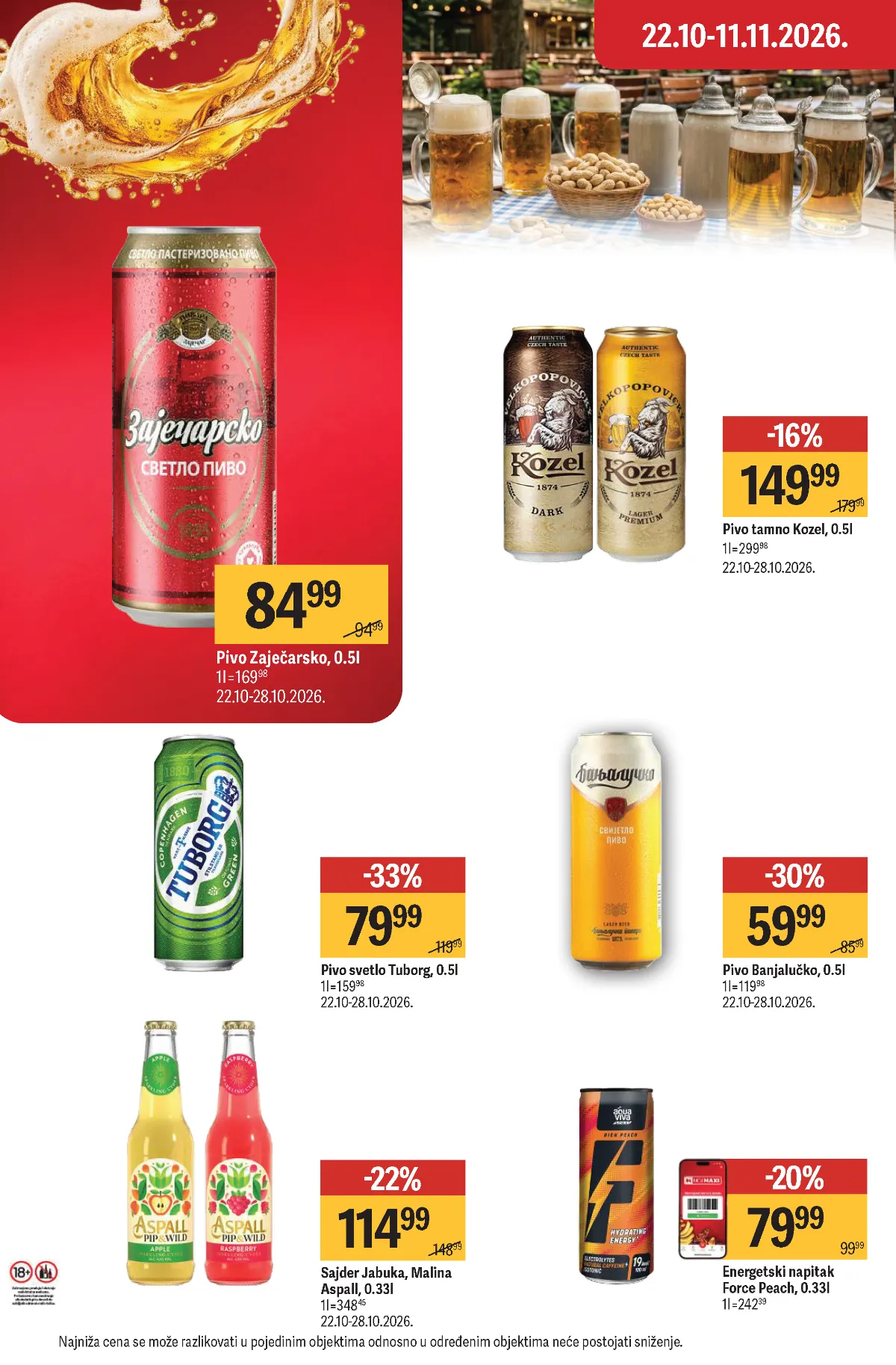 Maxi akcijski katalog oktobar–novembar 2026, strana 41 – Pivo, sajder i energetski napici