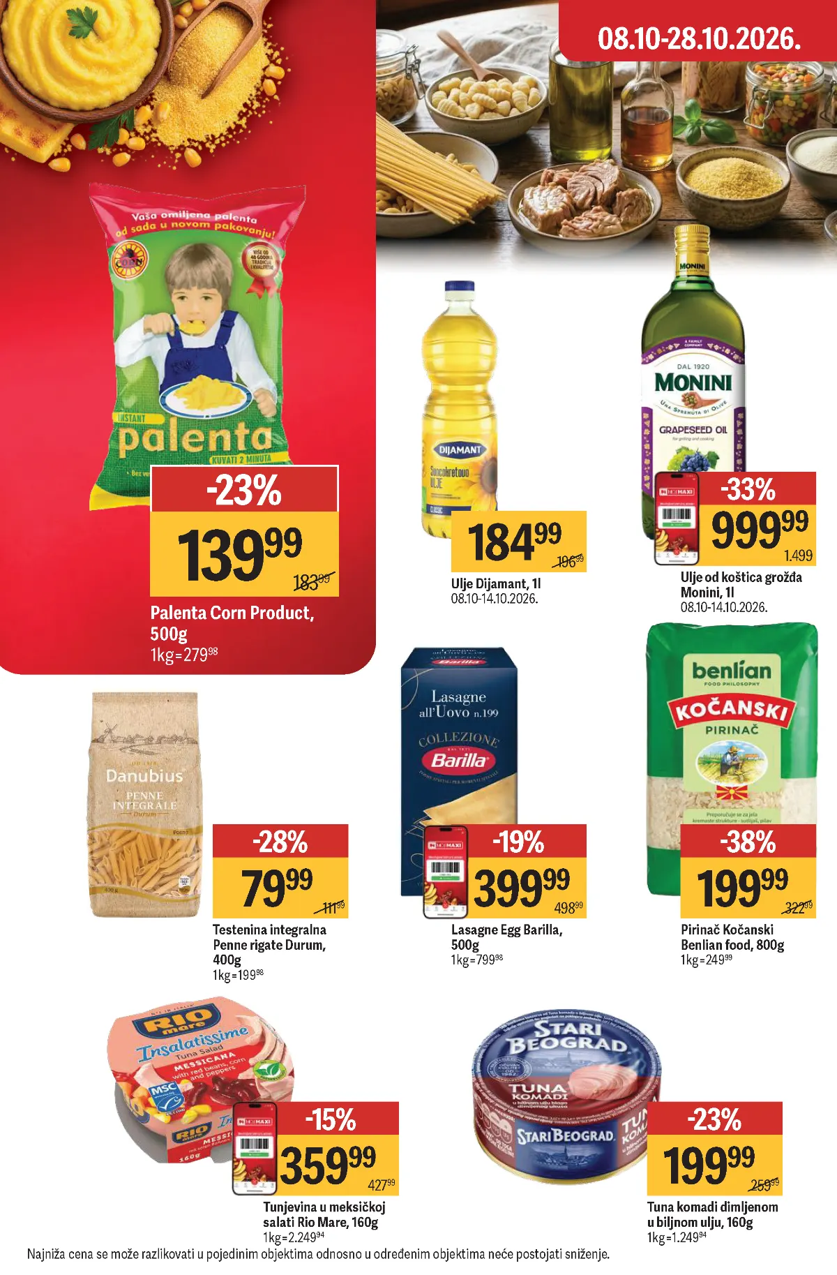 MAXI katalog – strana 22 MAXI katalog strana 22 – palenta, pirinač, Barilla testenine, Monini i Dijamant ulje