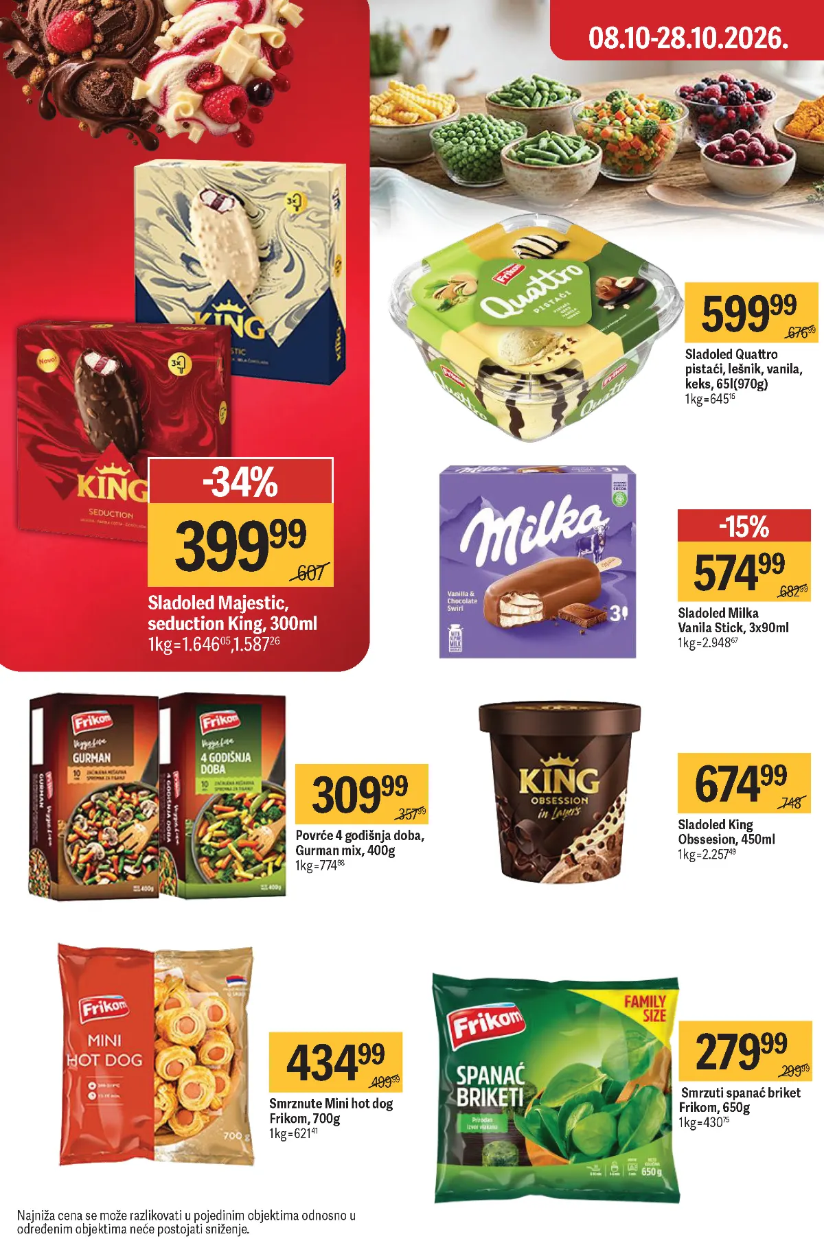MAXI katalog – strana 26 MAXI katalog strana 26 – King i Milka sladoledi, Frikom povrće i smrznuta peciva