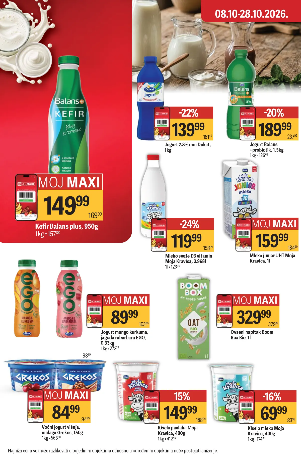 MAXI katalog – strana 28 MAXI katalog strana 28 – Dukat jogurt, Balans kefir, Moja Kravica mleko i pavlaka