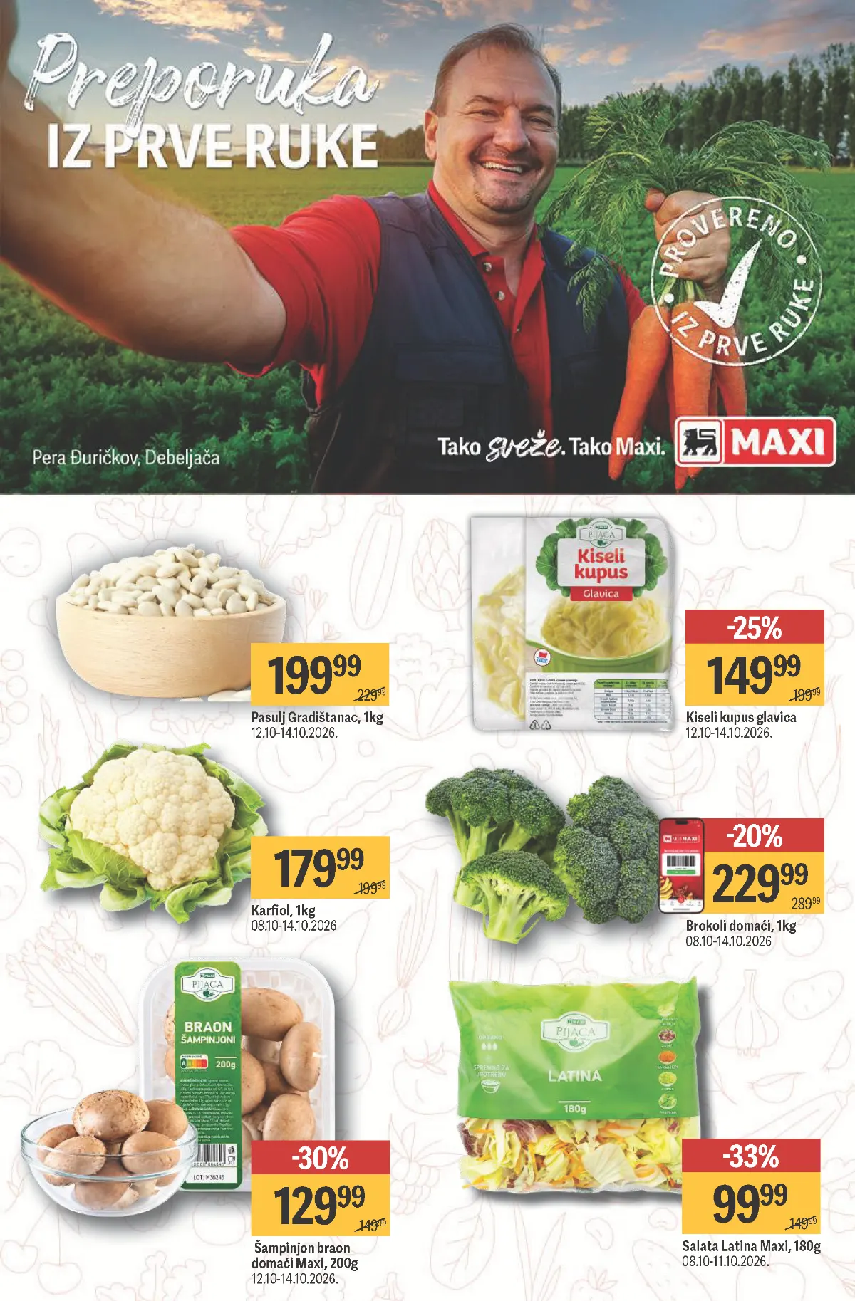 MAXI katalog, strana 6 – pasulj Gradištanac, kiseli kupus i povrće