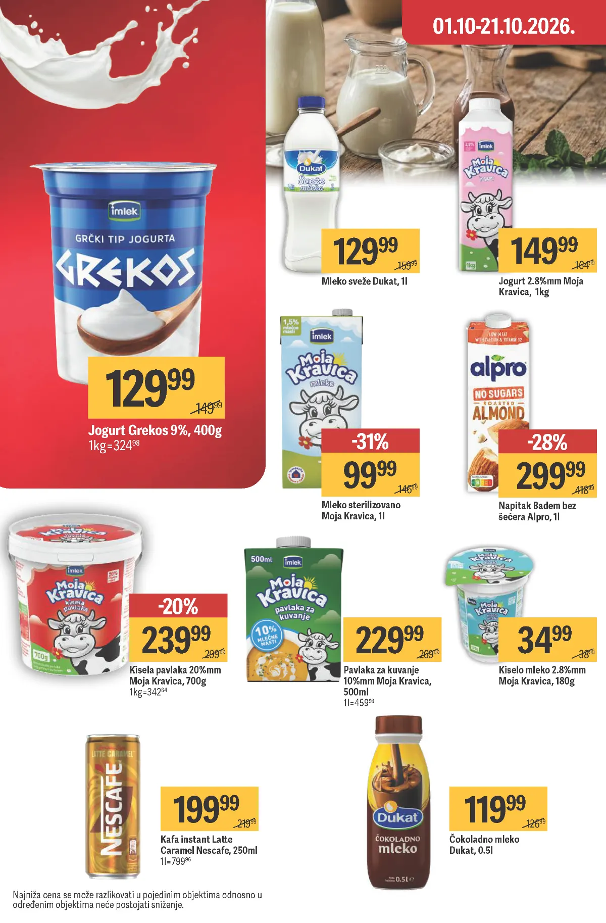 MAXI katalog, strana 28 – mleko Moja Kravica i Alpro napitak od badema