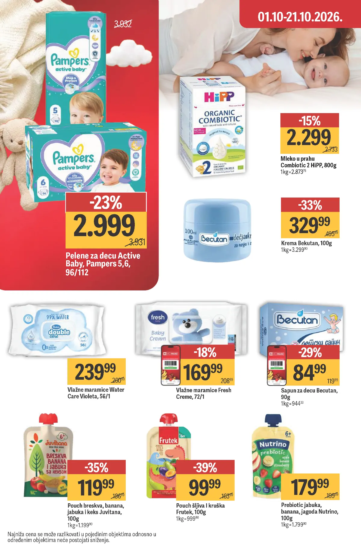 MAXI katalog, strana 50 – Frutek kašica i Pampers Active Baby pelene