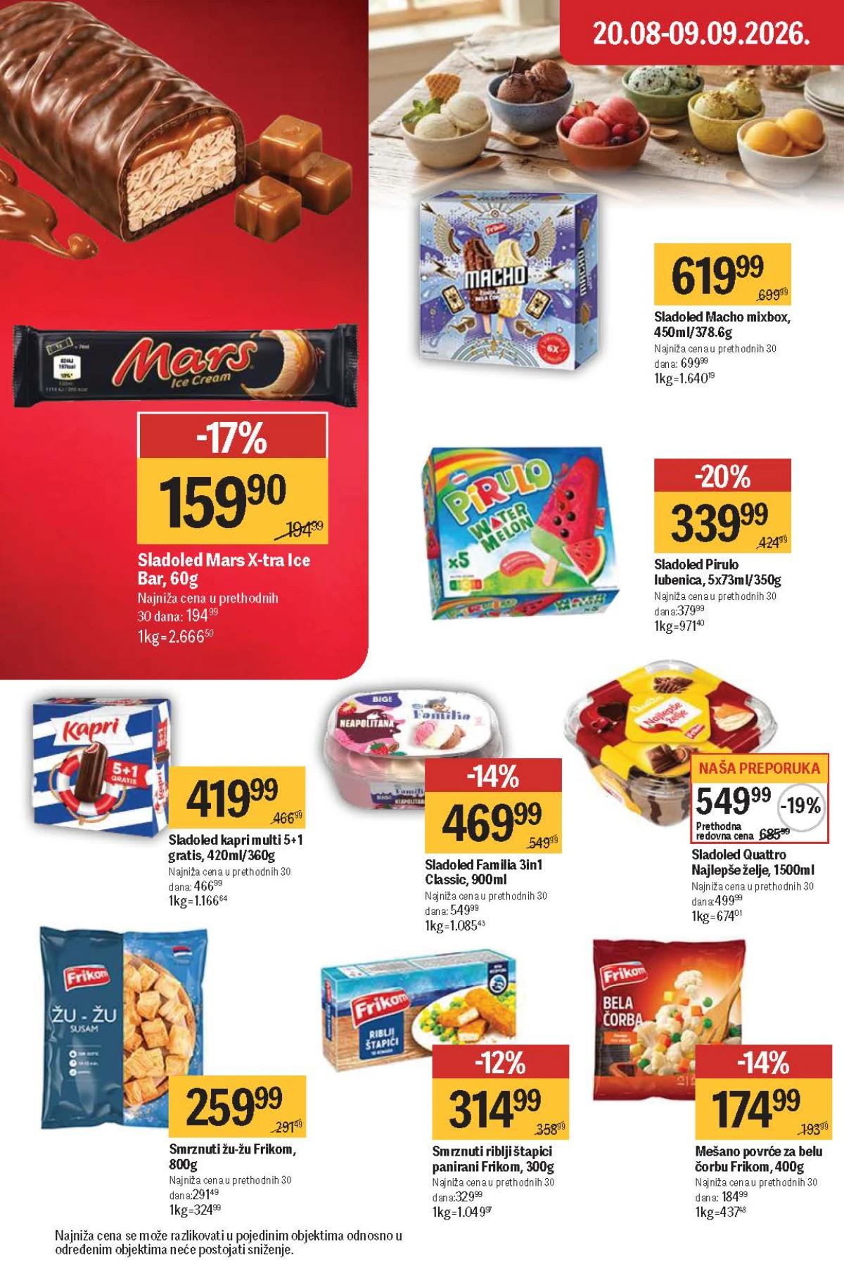 Maxi katalog – Pirulo lubenica i Mars sladoled Maxi katalog do 09.09.2026. – sladoled Pirulo lubenica i Mars X-tra Ice Bar