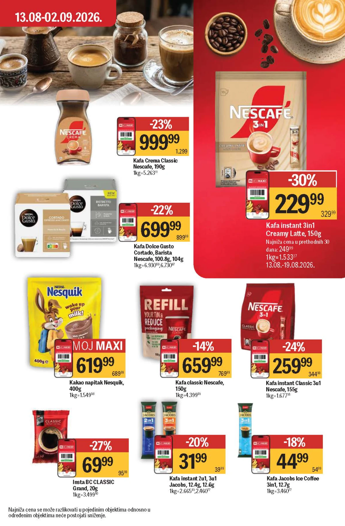 Maxi katalog – Nescafe Creamy Latte i Crema Classic Maxi katalog do 09.09.2026. – Nescafe 3u1 Creamy Latte i Crema Classic