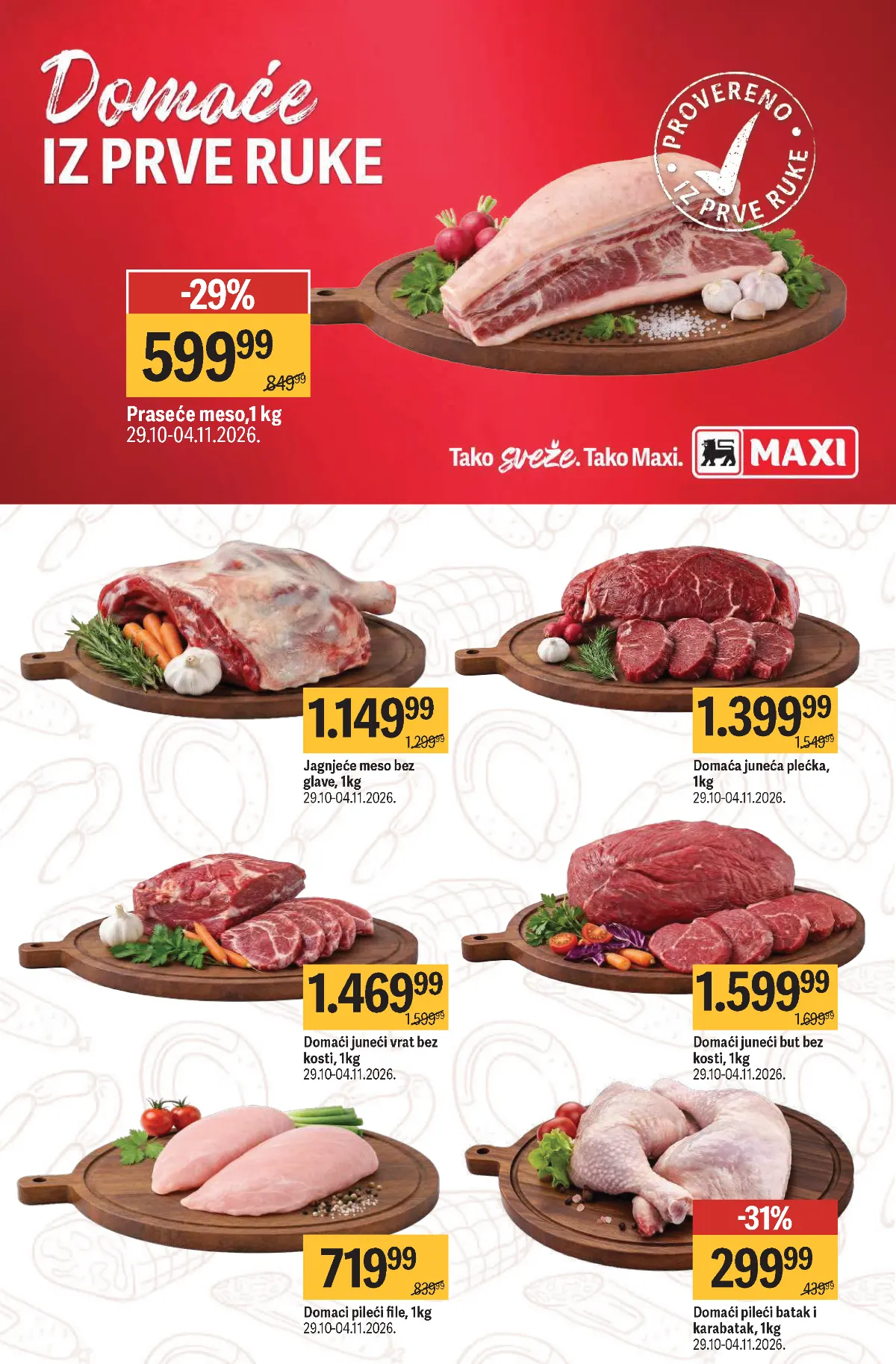 Maxi katalog – strana 7, domaće meso Maxi katalog strana 7 – praseće, juneće, jagnjeće i pileće meso