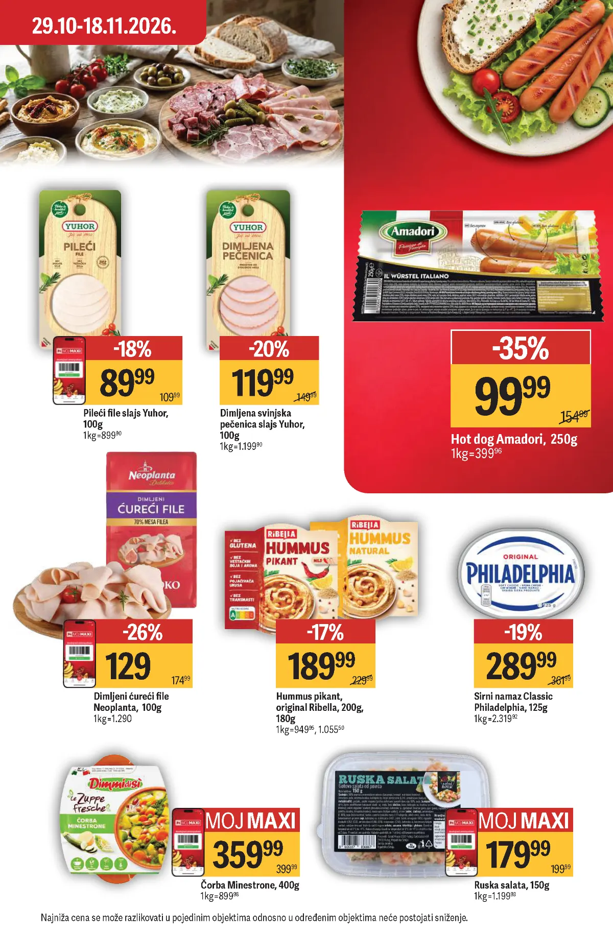 Maxi katalog – strana 15, delikates proizvodi Maxi katalog strana 15 – Amadori hot dog, Yuhor pileći file i dimljena pečenica