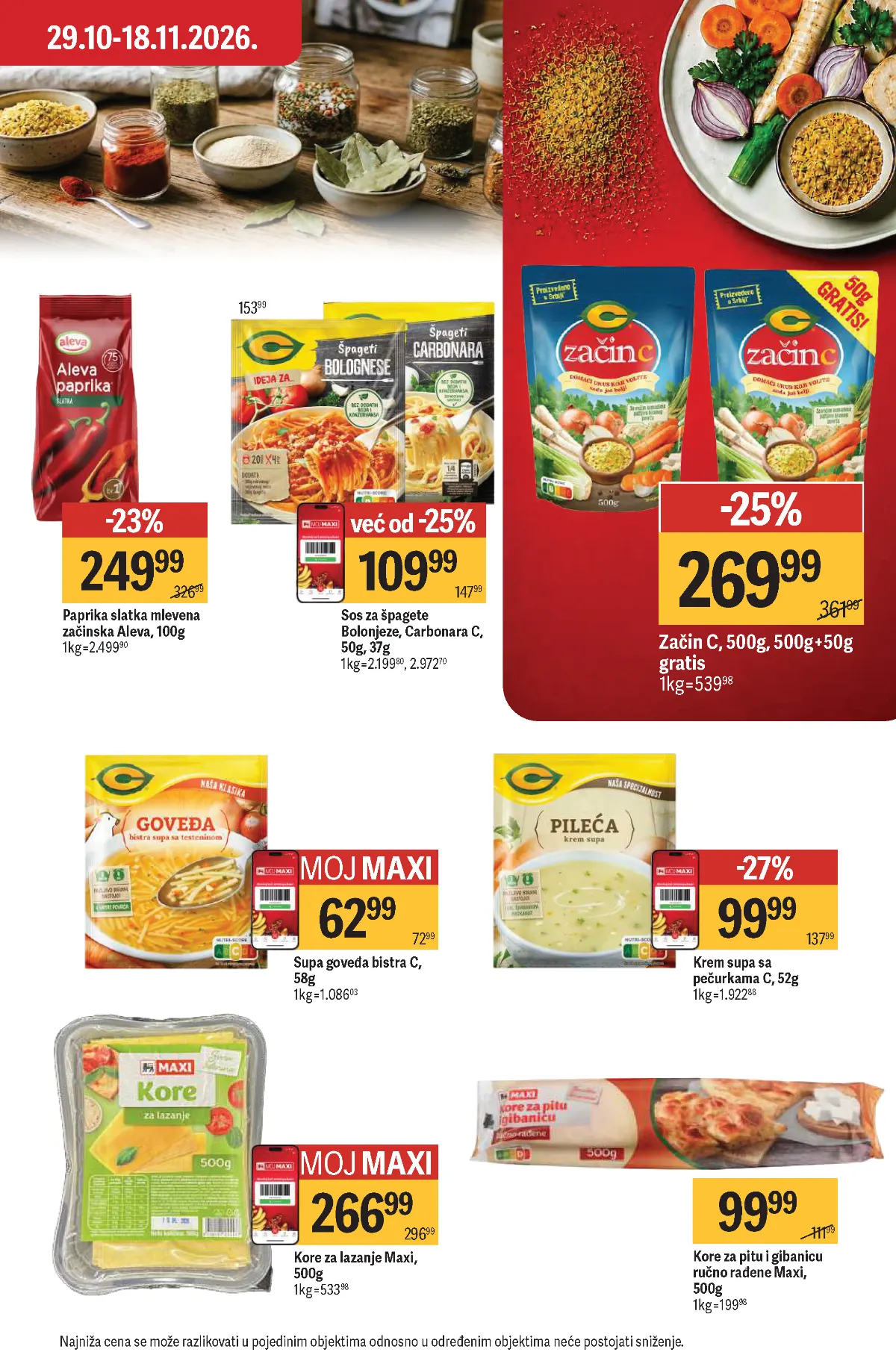 Maxi katalog – strana 18, začini i testenine Maxi katalog strana 18 – C začin, Aleva paprika, supe i kore za lazanje