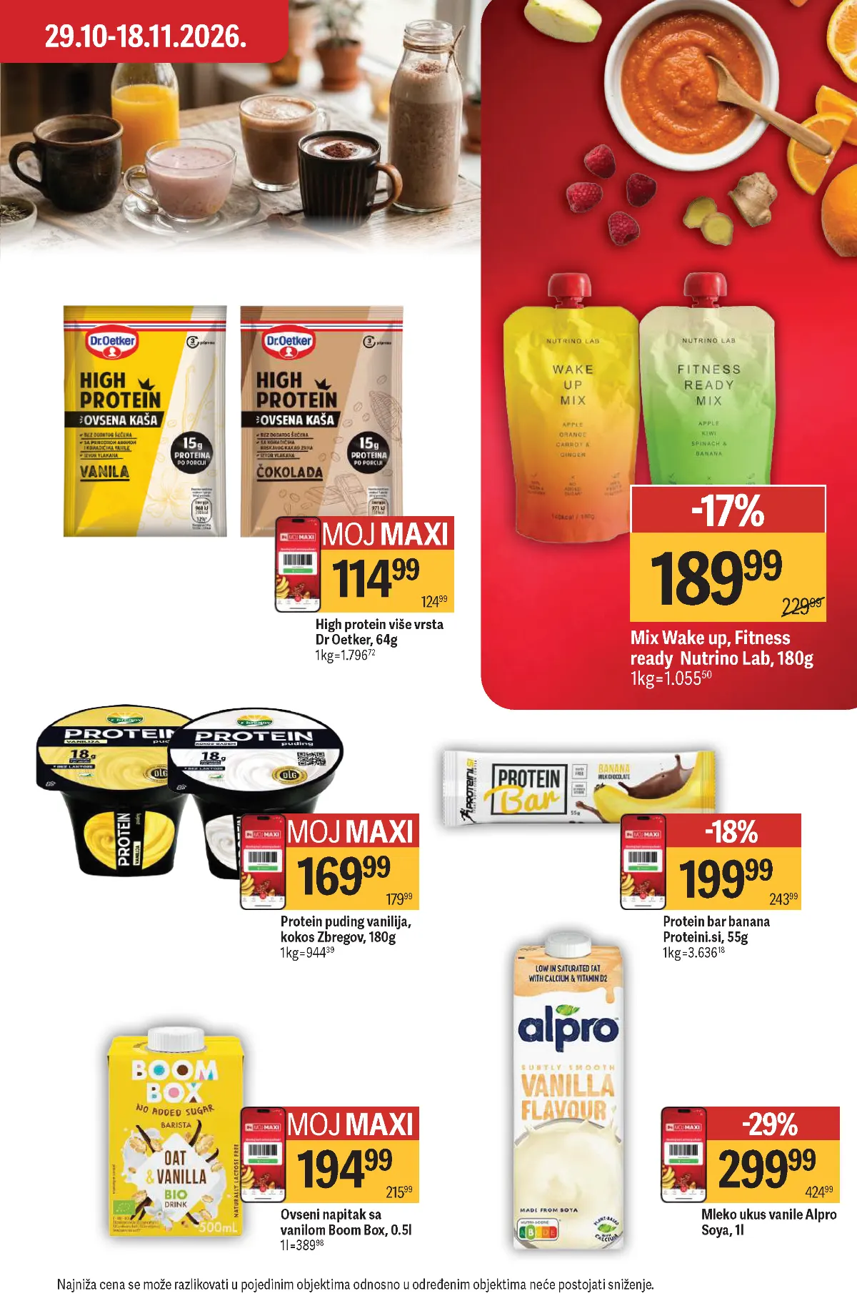 Maxi katalog – strana 29, proteinska hrana Maxi katalog strana 29 – Alpro soja napitak, proteinski puding, proteinske pločice i ovseni napici