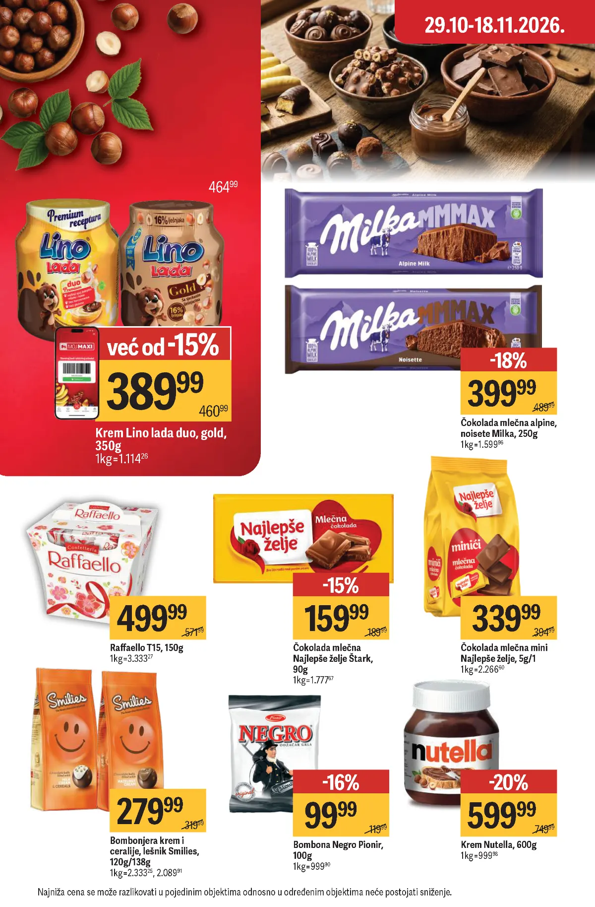 Maxi katalog – strana 30, slatkiši i čokolade Maxi katalog strana 30 – Milka, Nutella, Najlepše želje i Raffaello