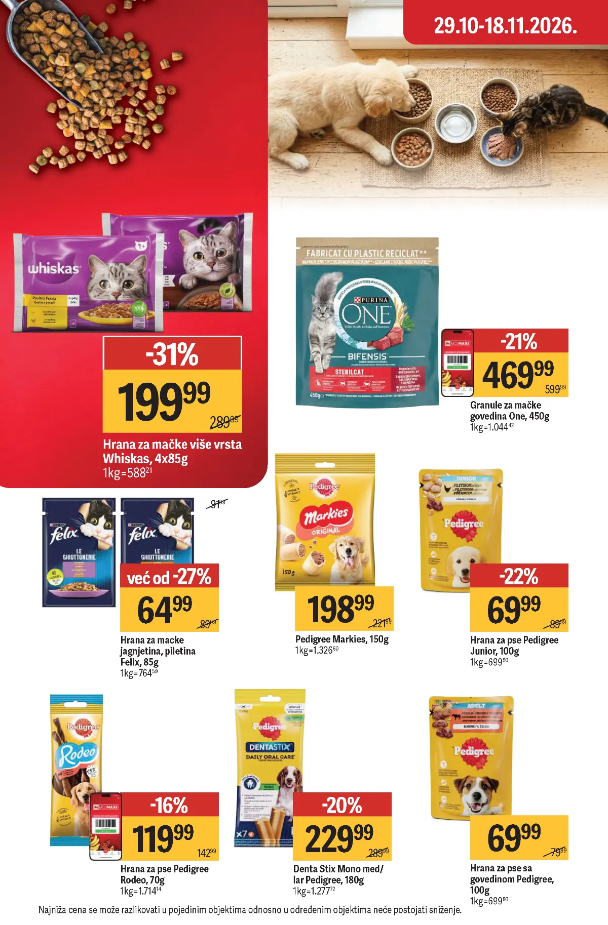 Maxi katalog – strana 46, kućni ljubimci Maxi katalog strana 46 – Whiskas, Purina One, Felix i Pedigree hrana za pse i mačke
