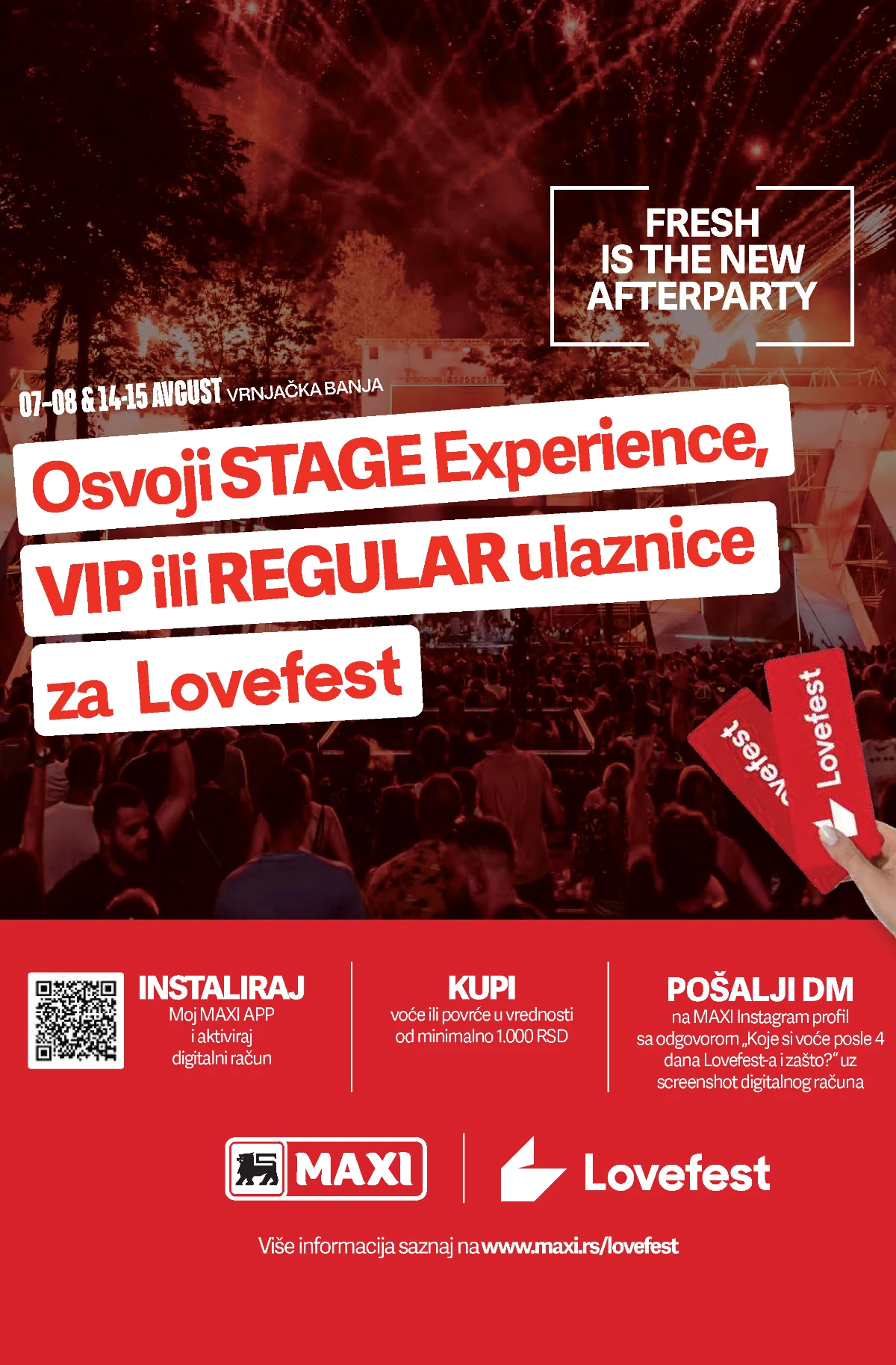 Maxi Mega ponuda 16.07. do 29.07.2026. – Lovefest nagradna igra uz kupovinu voća i povrća