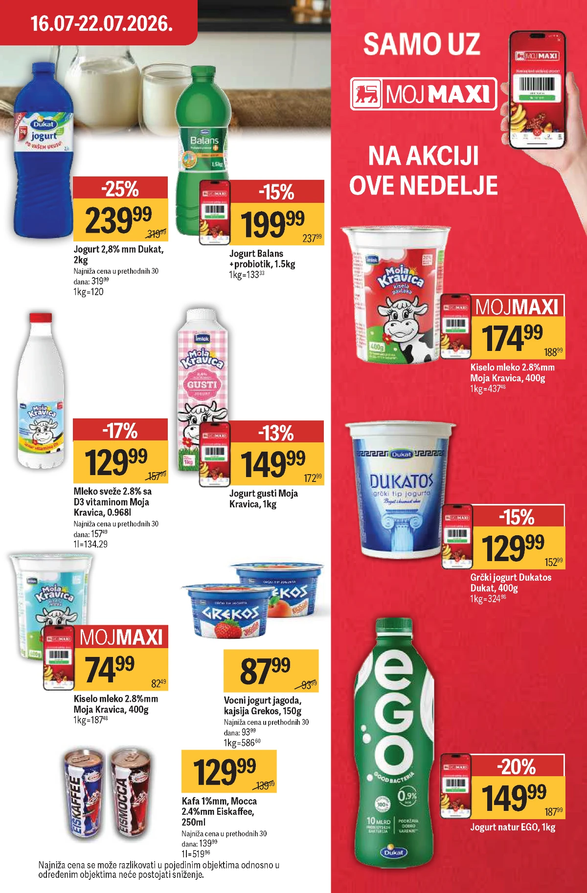 Maxi Mega ponuda 16.07. do 29.07.2026. – mleko, jogurt i kiselo mleko na akciji