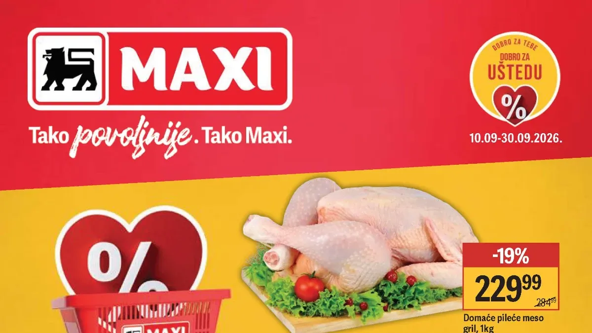 Maxi katalog od 10.09. do 30.09.2026. – hrana, piće i proizvodi za domaćinstvo sniženi do 50%