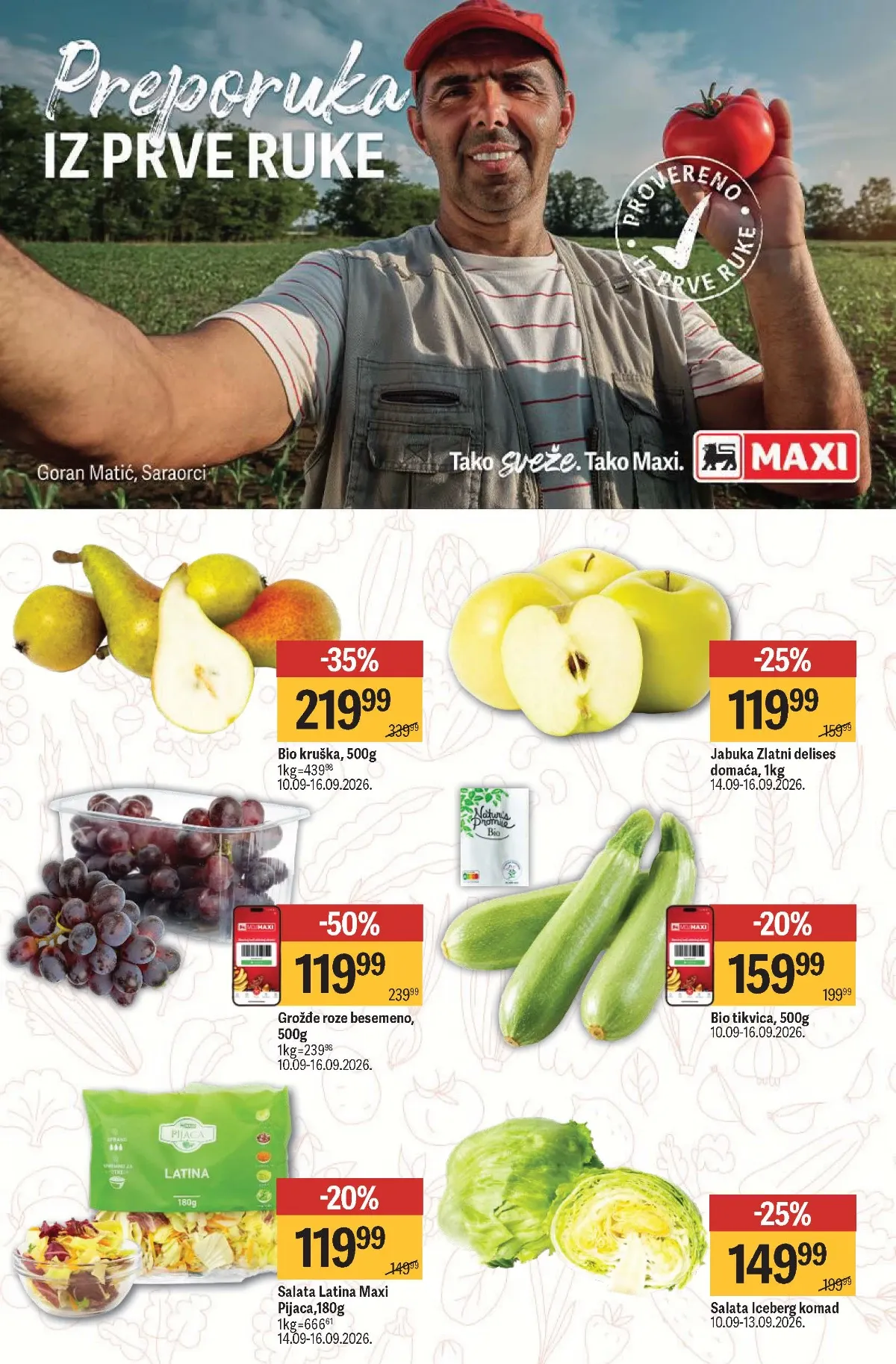 Maxi katalog – grožđe, kruške i salate na akciji