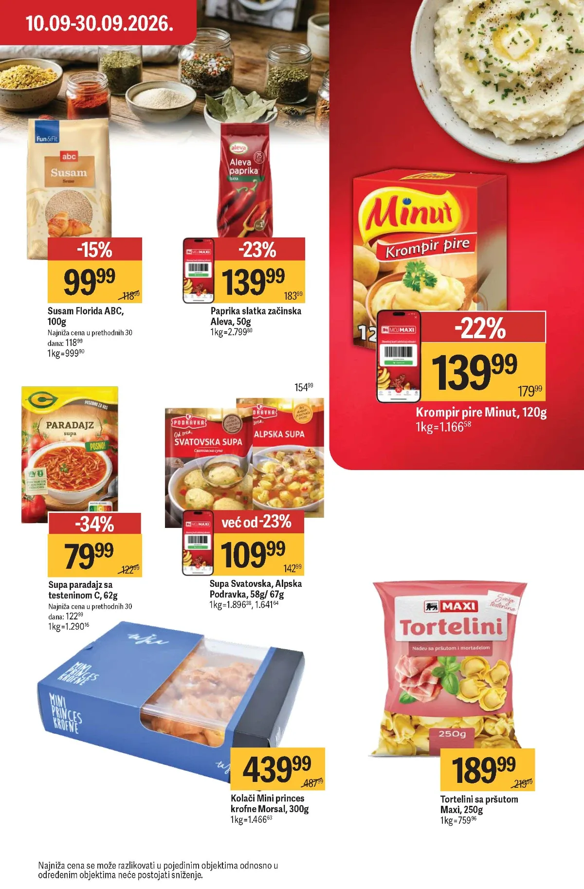 Maxi katalog – supe, začini, tortelini i kolači