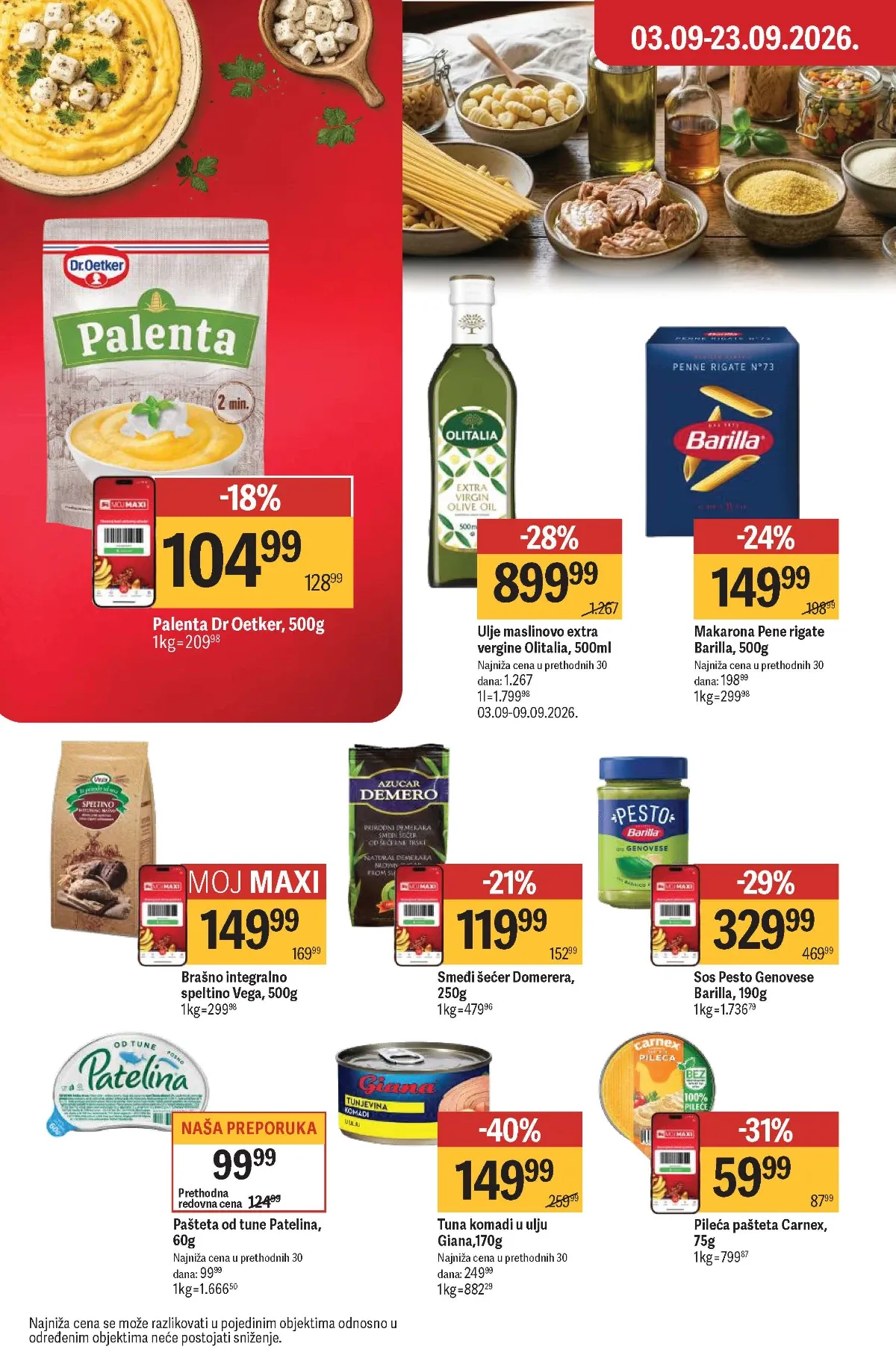 Maxi katalog – maslinovo ulje, Barilla testenina i paštete