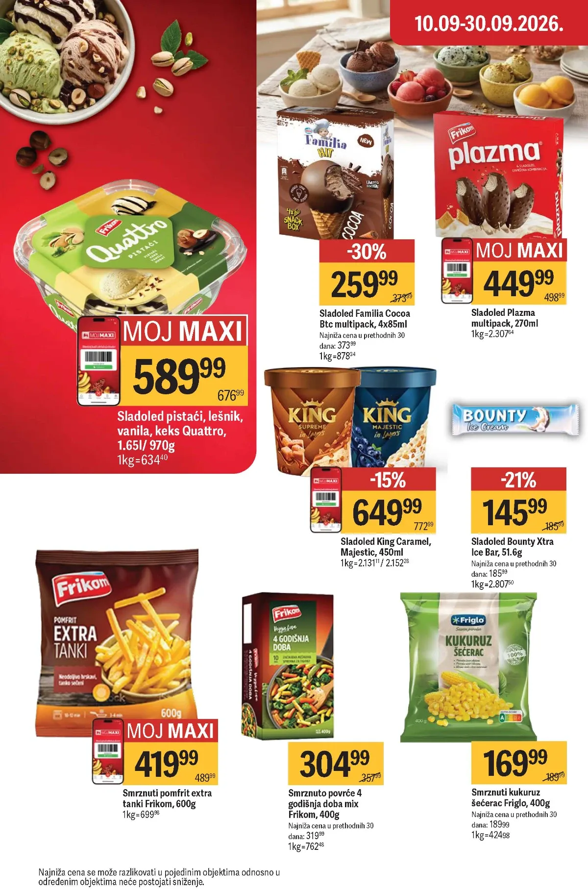 Maxi katalog – sladoledi i smrznuto povrće
