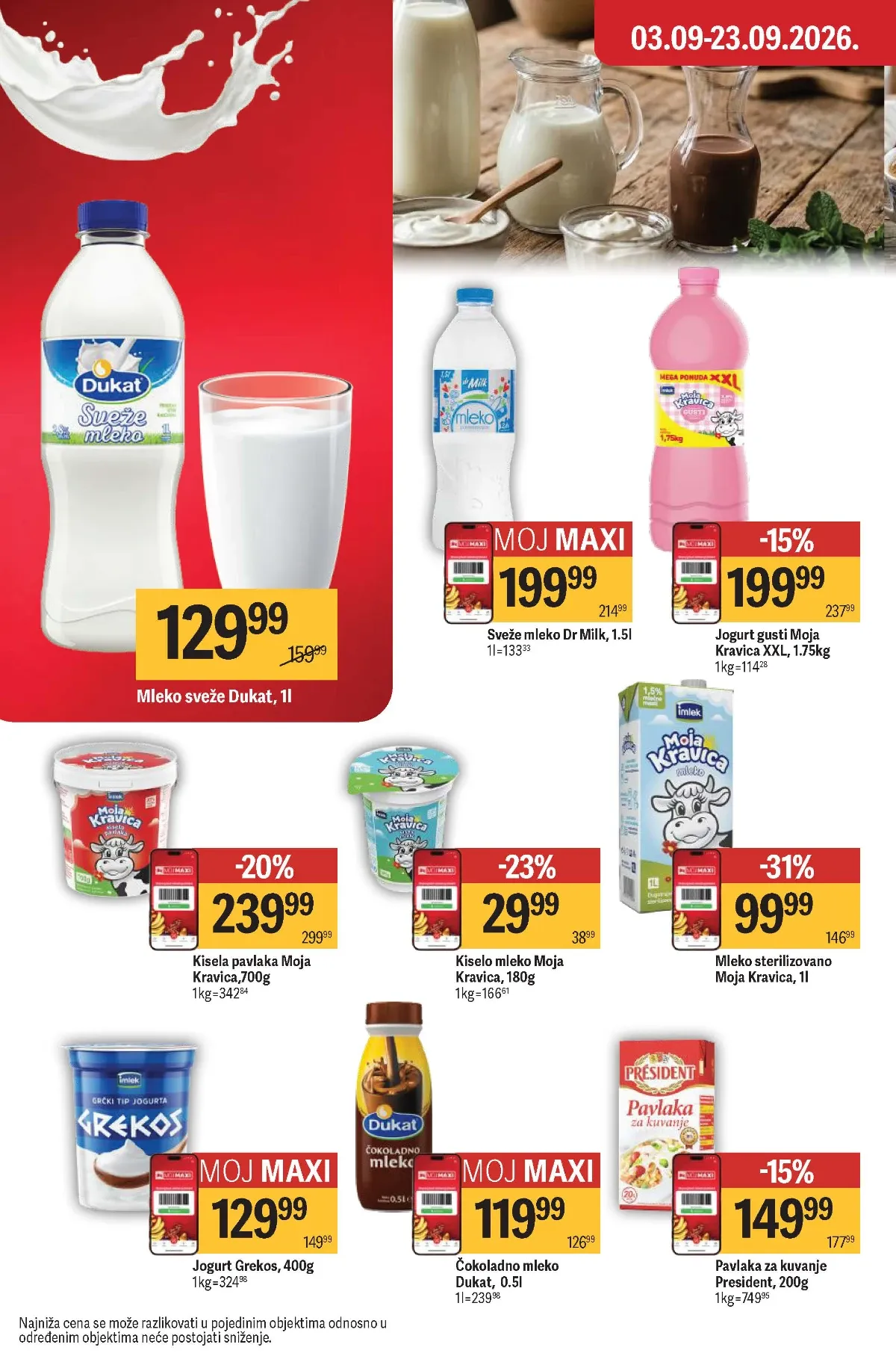 Maxi katalog – mleko, jogurt i pavlaka