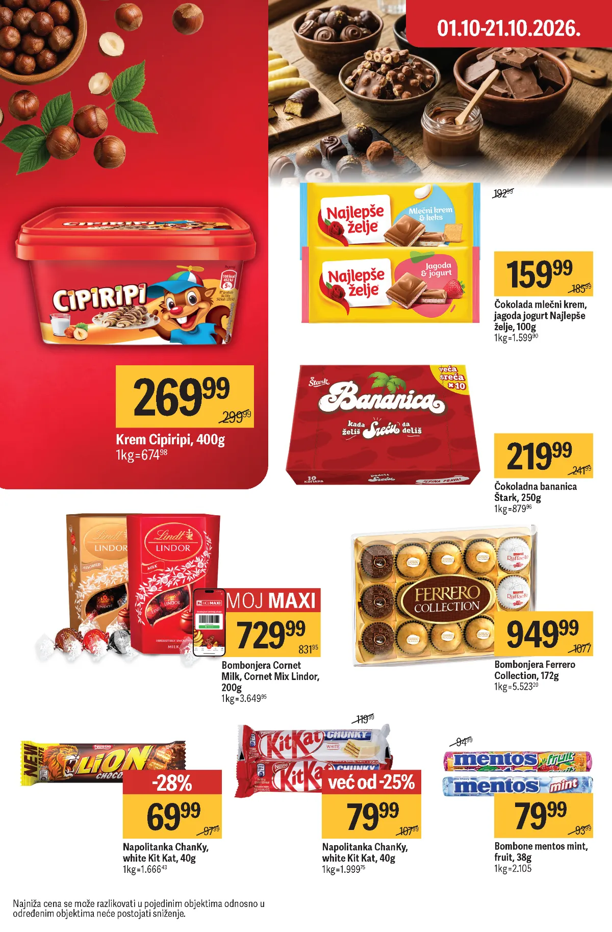 Maxi katalog strana 42 – Lindor, Ferrero, Najlepše želje i Cipiripi