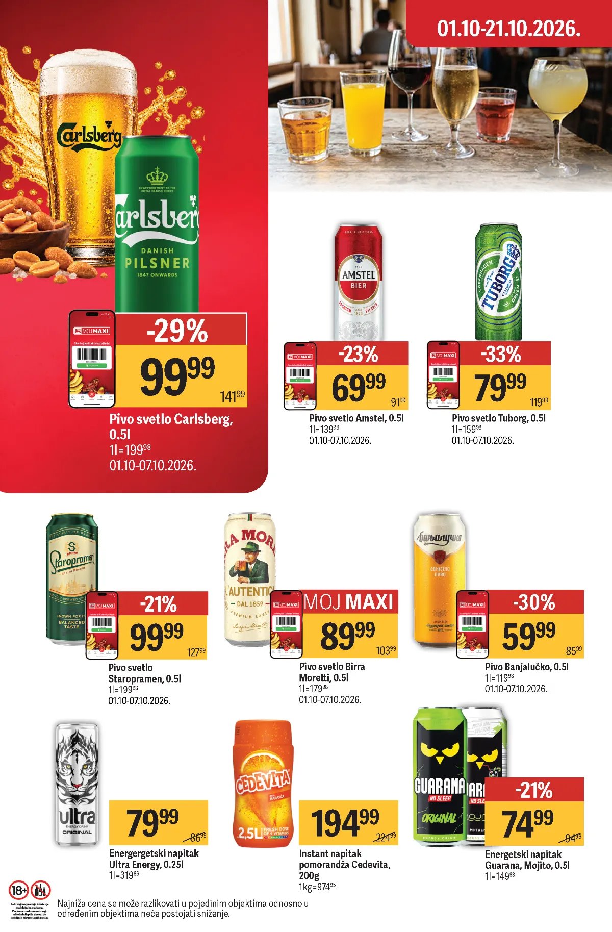 Maxi katalog strana 45 – pivo Amstel, Tuborg, Staropramen i Carlsberg