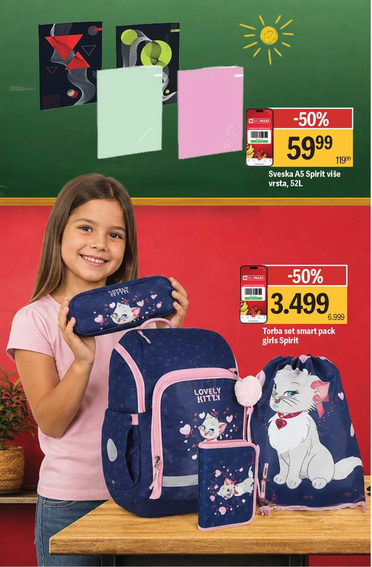 Maxi školska akcija do 12.08.2026. – Spirit sveske i Smart Pack školski set uz popuste do 50%