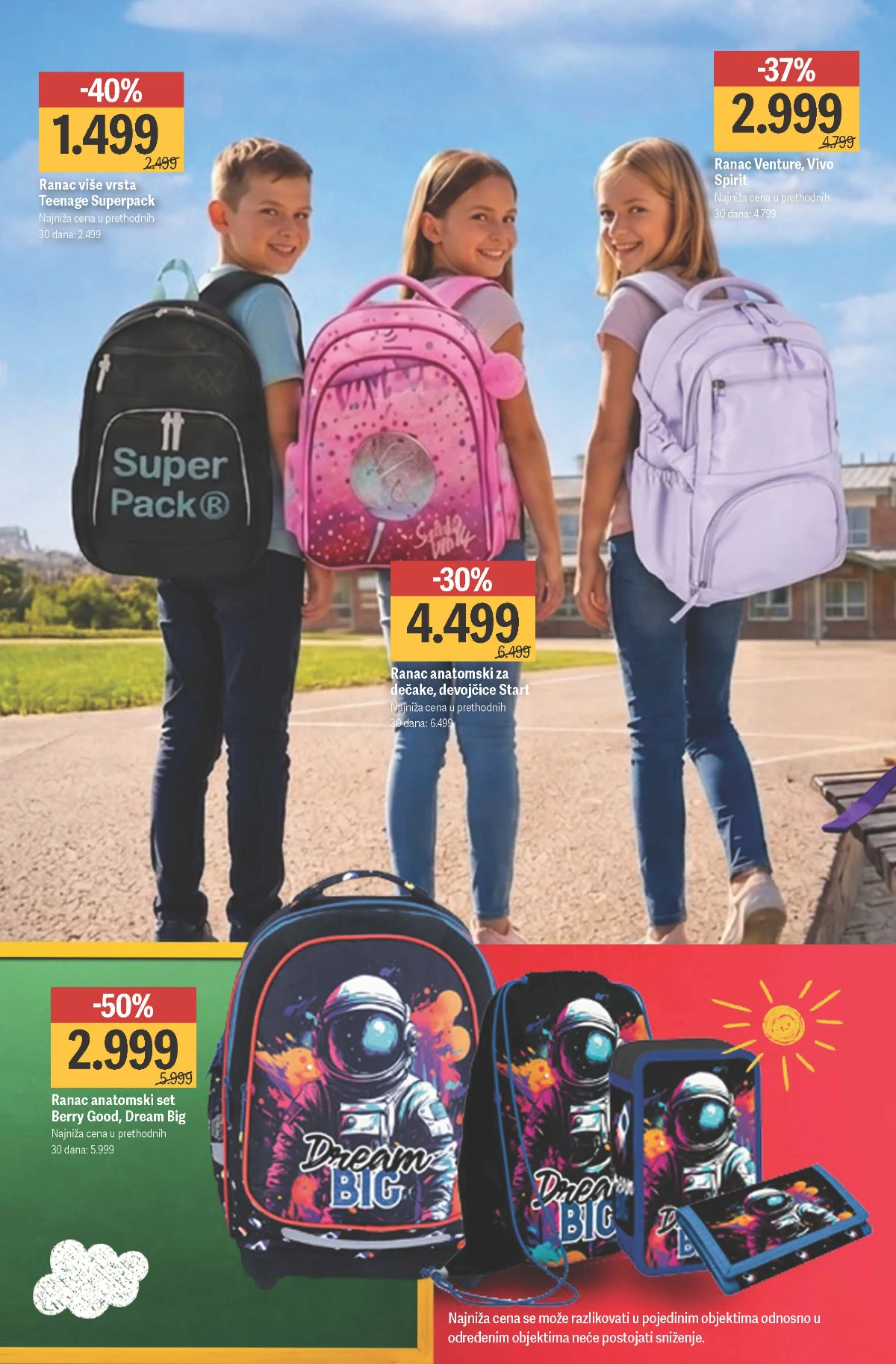 Maxi školska akcija do 13.09.2026. – anatomski ranac Berry Good i Dream Big snižen 50% i Teenage Superpack ranac snižen 40%