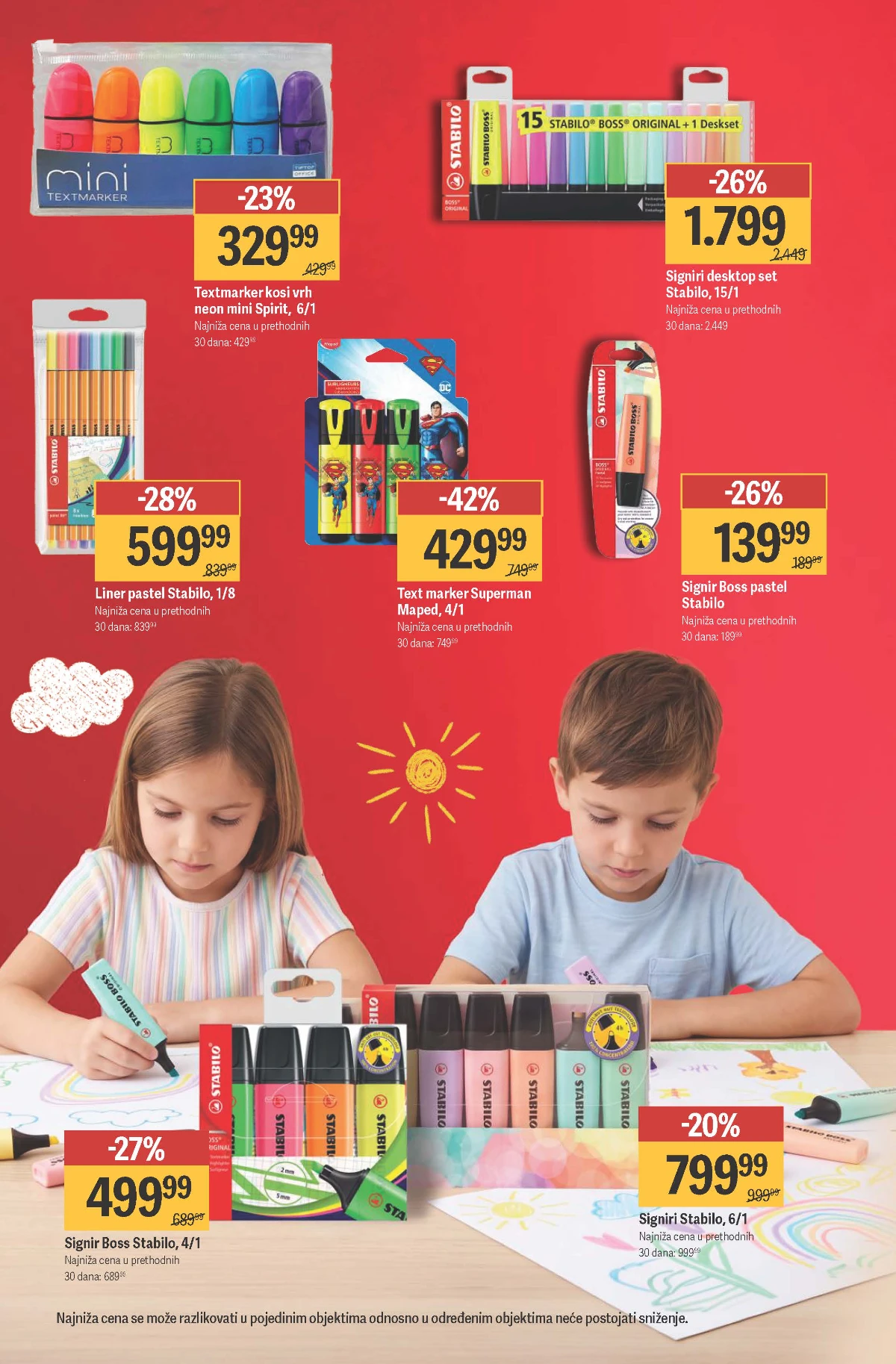 Maxi školska akcija do 13.09.2026. – Superman Maped markeri sniženi 42% i Liner Pastel Stabilo set snižen 28%