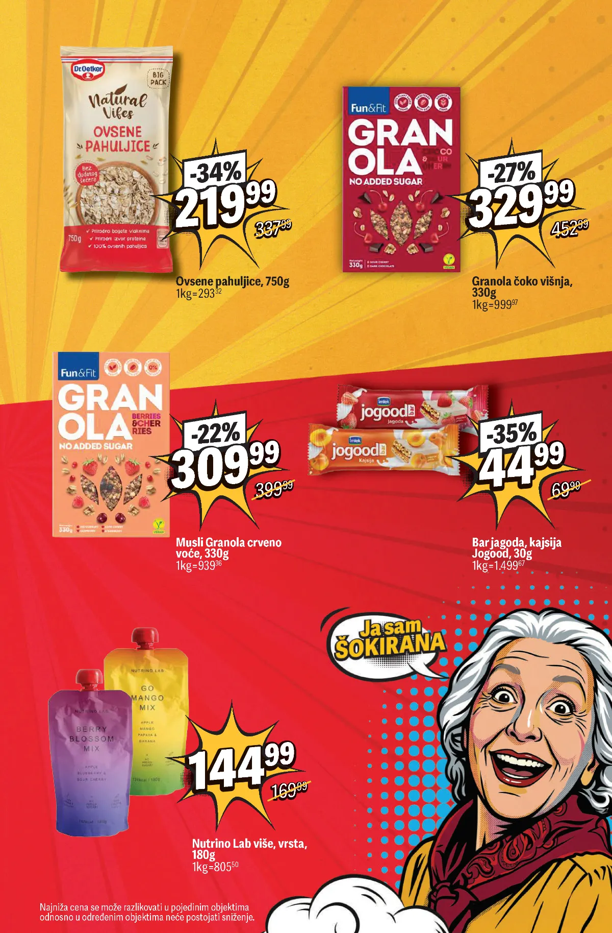Maxi katalog, strana 13 – ovsene pahuljice, granola, Jogood barovi i Nutrino Lab