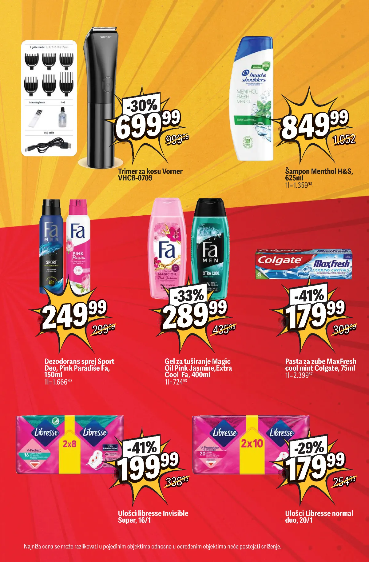 Maxi katalog, strana 15 – trimer Vorner, šampon H&S, proizvodi Fa, pasta Colgate i ulošci Libresse