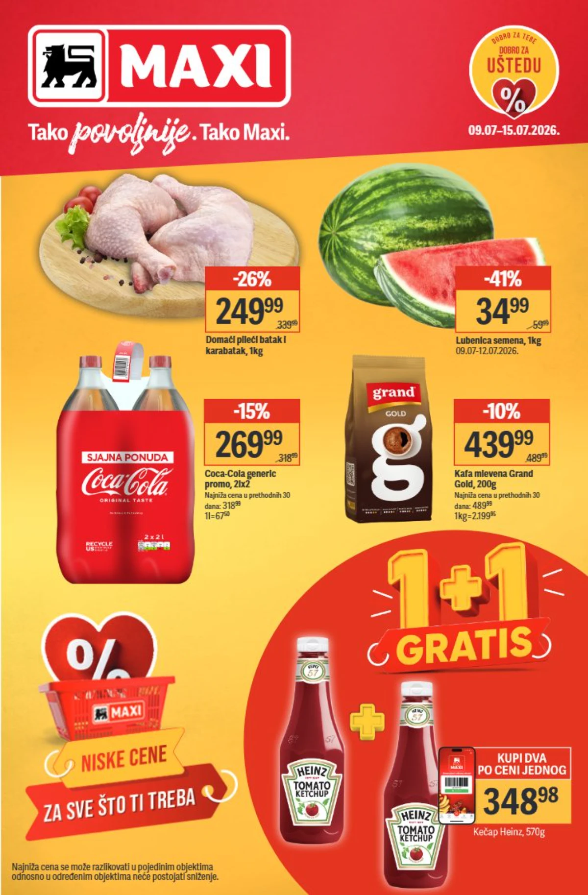 Maxi katalog od 09. do 15.07.2026. sa sniženjima do 58%, 1+1 gratis ponudama i Moj Maxi pogodnostima